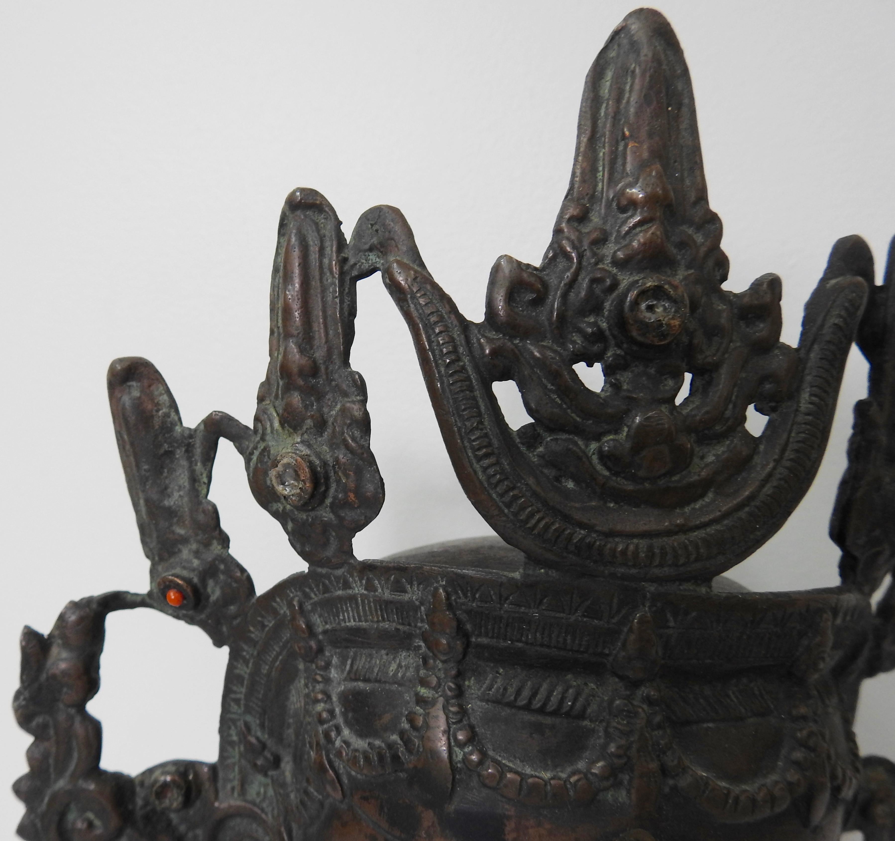 Thai Bronze Buddha Head from India, Vintage For Sale 5