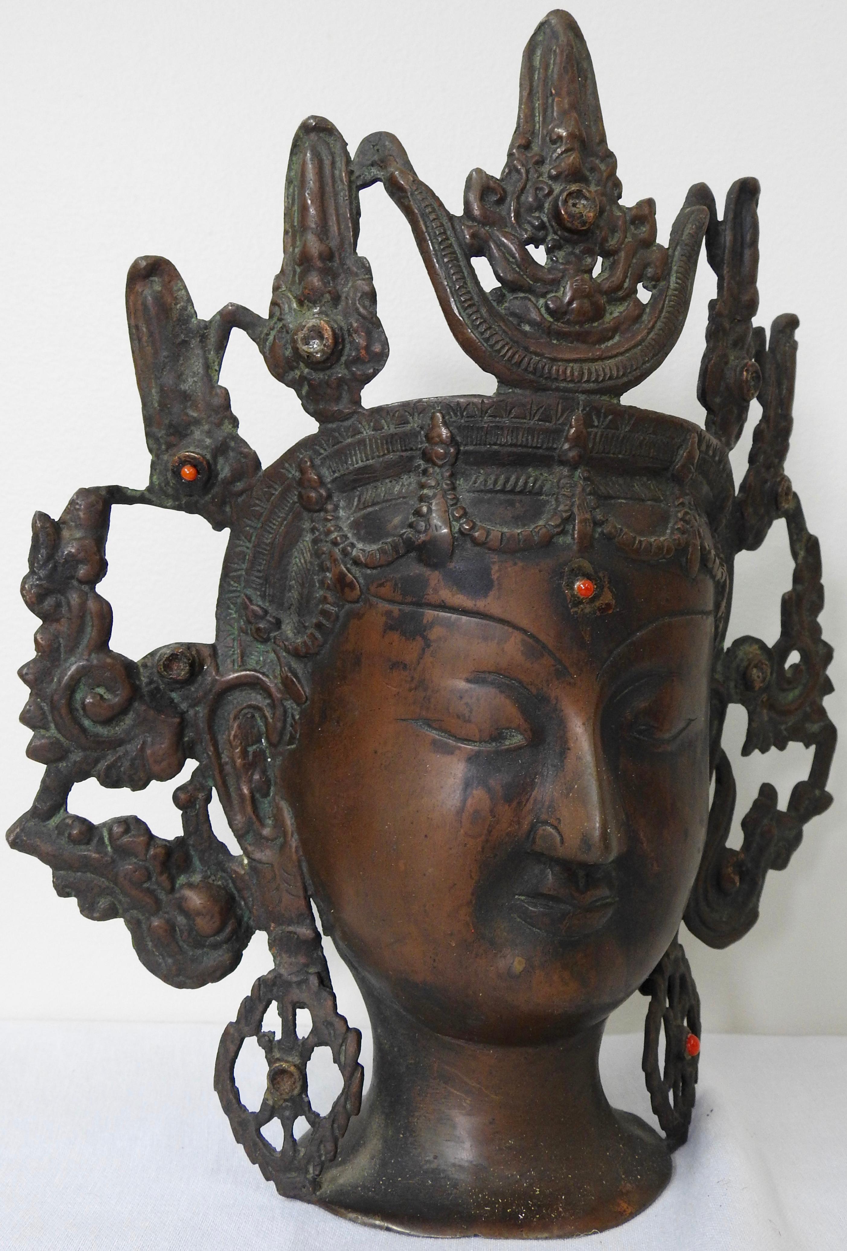 Thai Bronze Buddha Head from India, Vintage For Sale 6