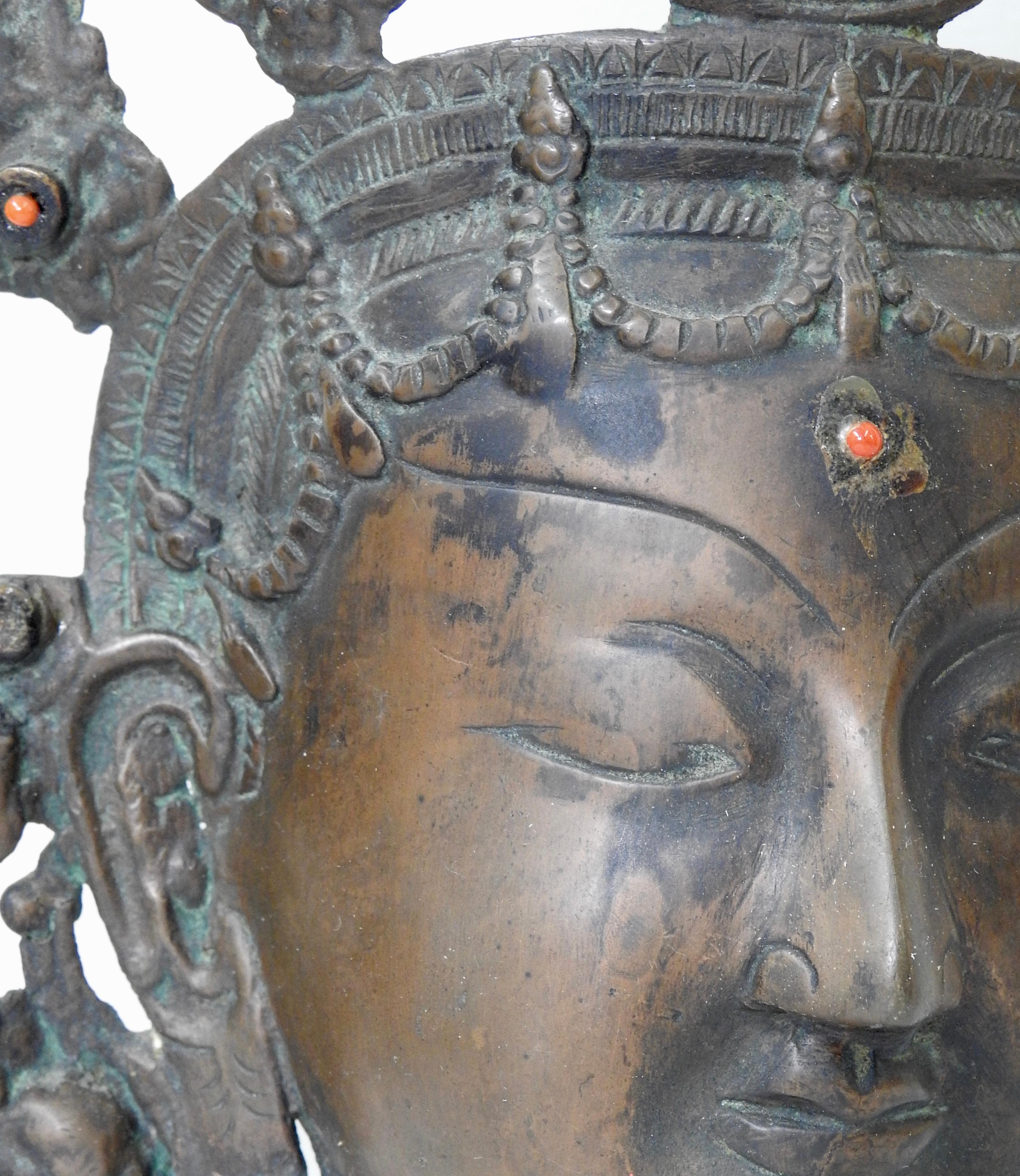 Thai Bronze Buddha Head from India, Vintage For Sale 7