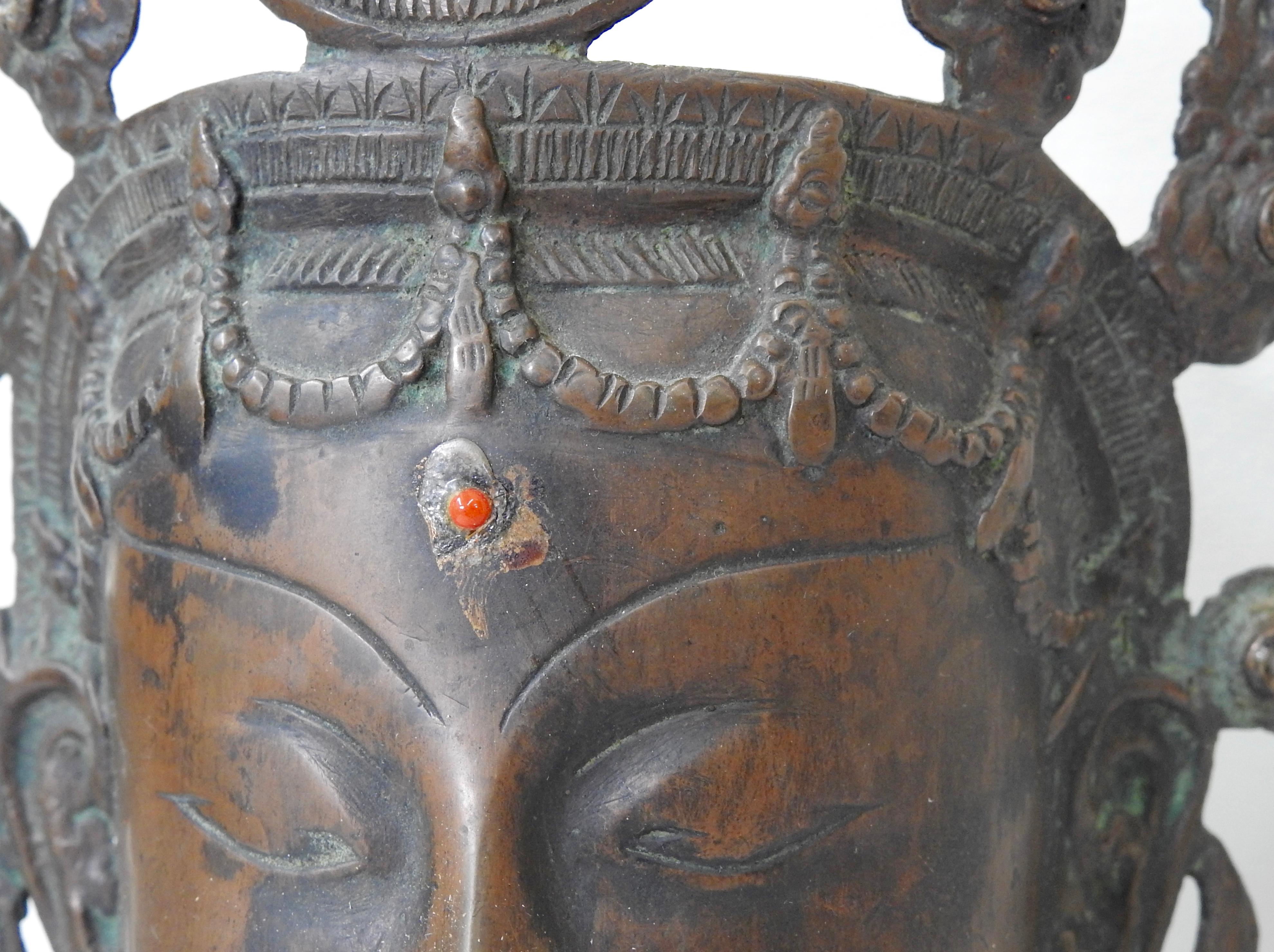 Thai Bronze Buddha Head from India, Vintage For Sale 8