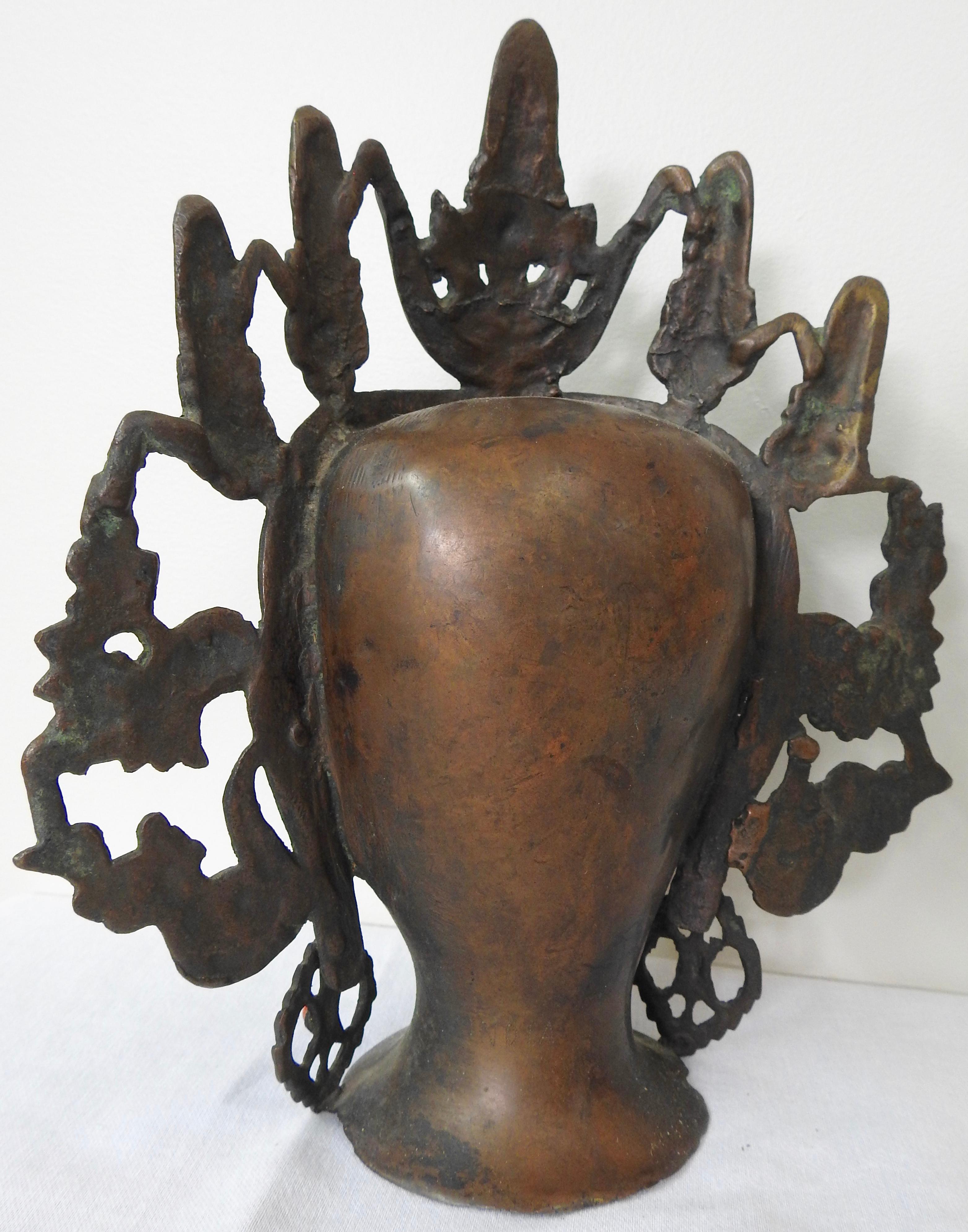 Thai Bronze Buddha Head from India, Vintage For Sale 10