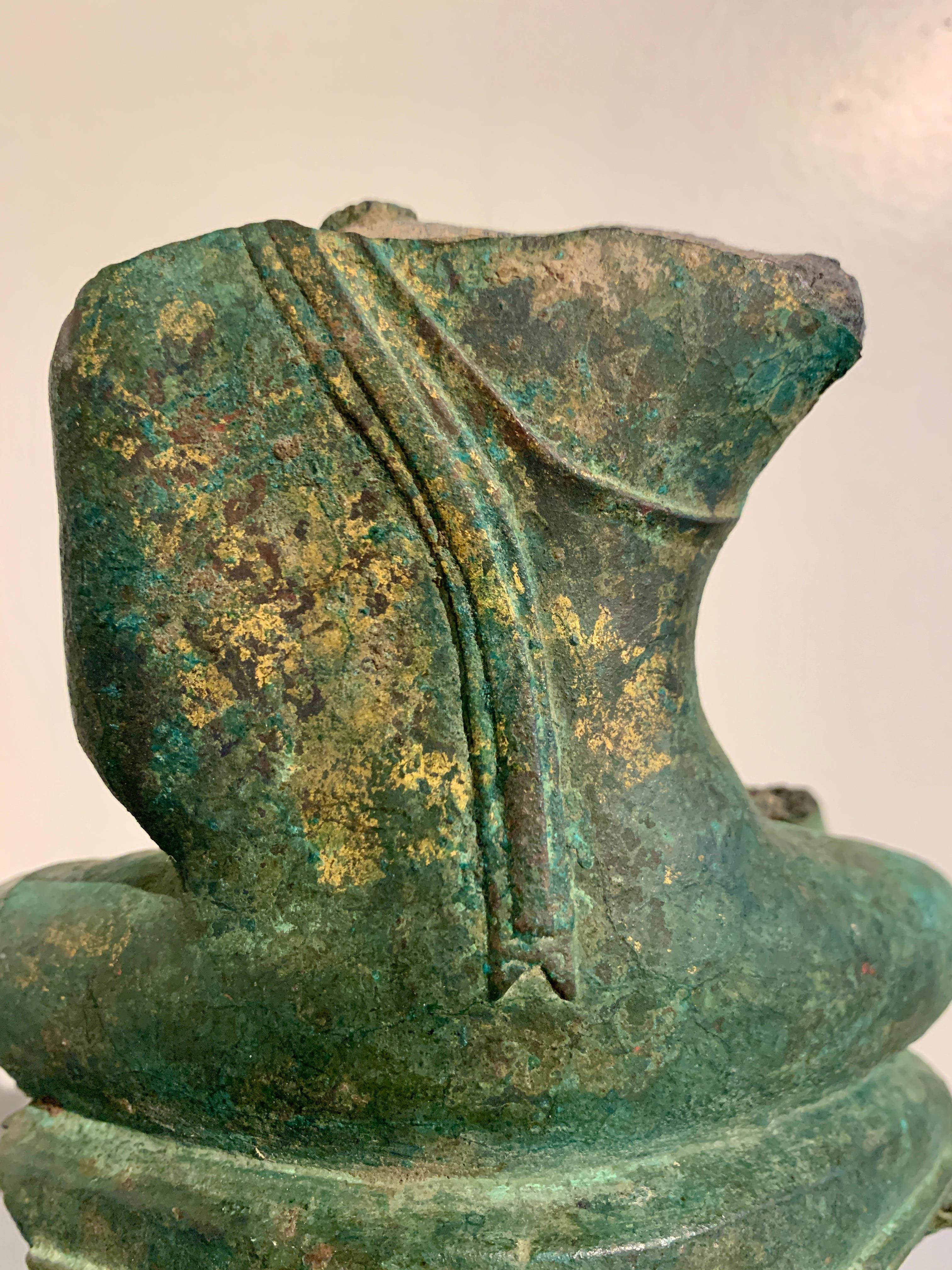 Thai Bronze Buddha Torso Fragment, Sukhothai, 15th/16th Century, Thailand For Sale 6