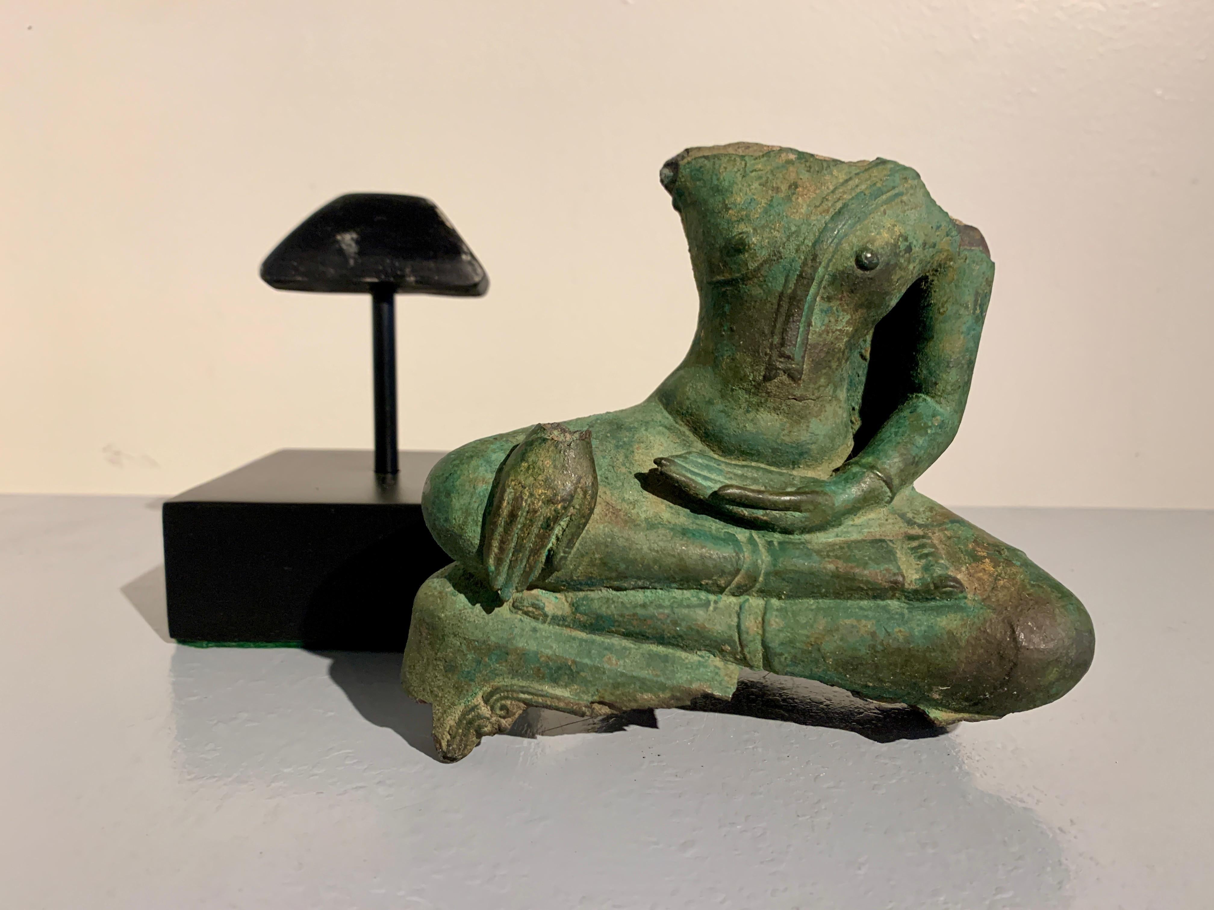 Thai Bronze Buddha Torso Fragment, Sukhothai, 15th/16th Century, Thailand For Sale 7
