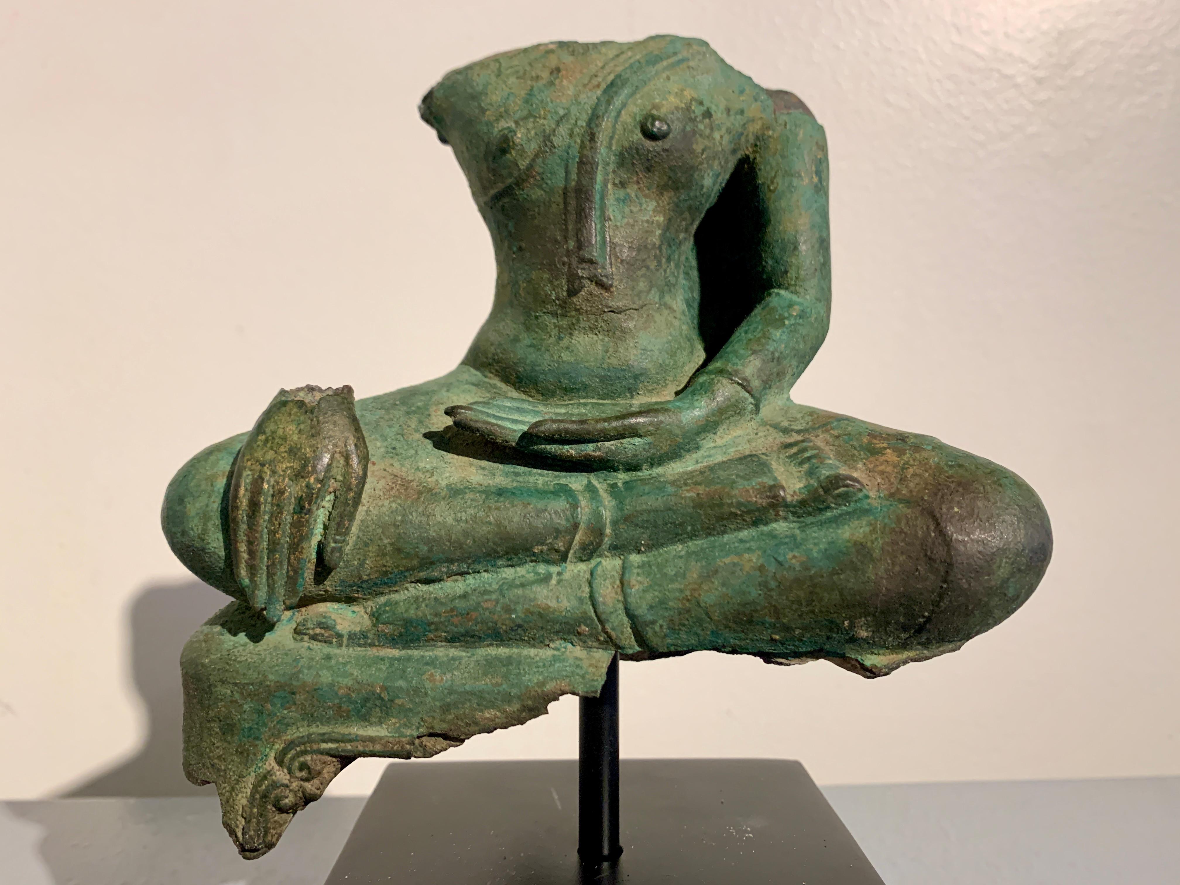 Thai Bronze Buddha Torso Fragment, Sukhothai, 15th/16th Century, Thailand For Sale 3