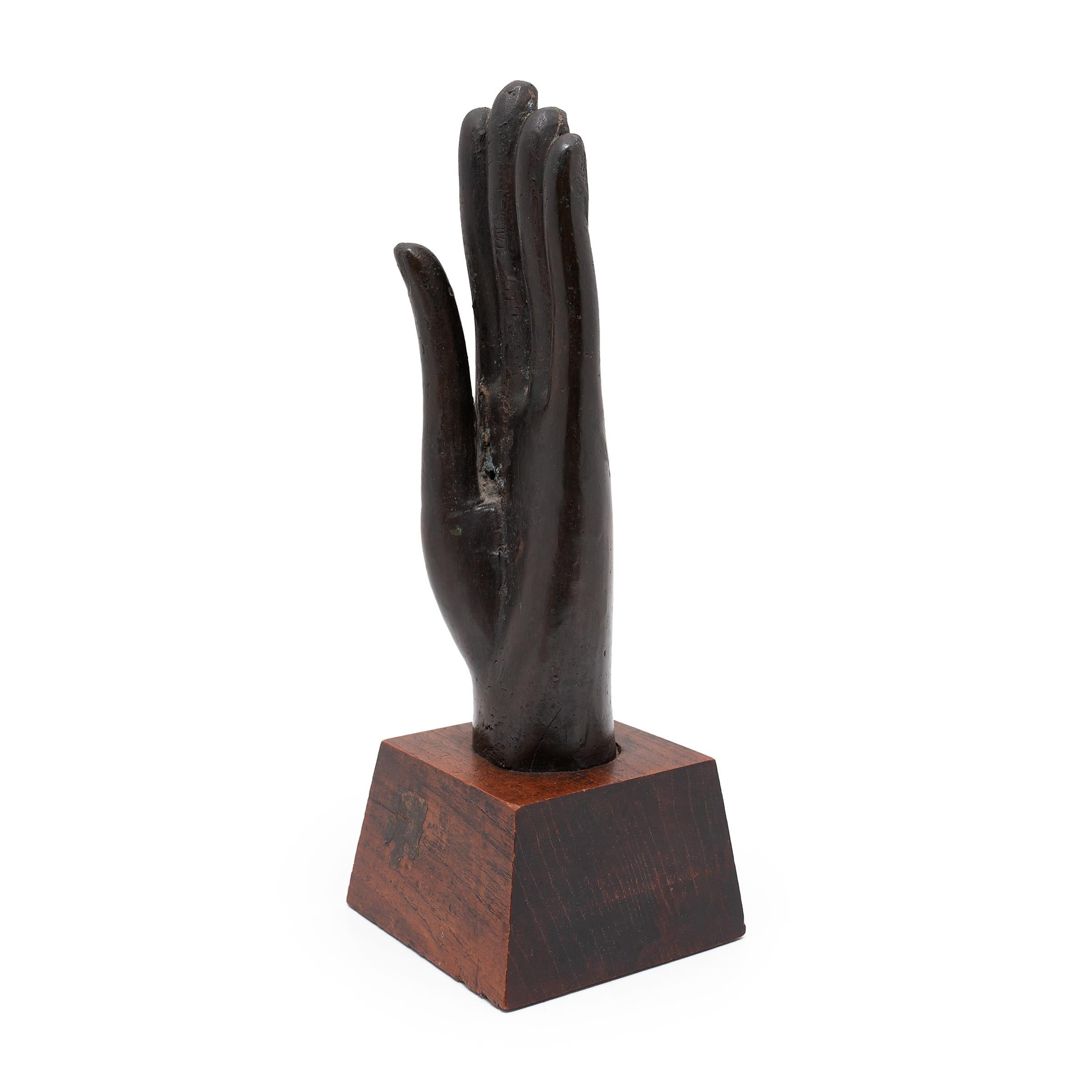 Minimalist Thai Bronze Buddha's Hand, c. 1850 For Sale