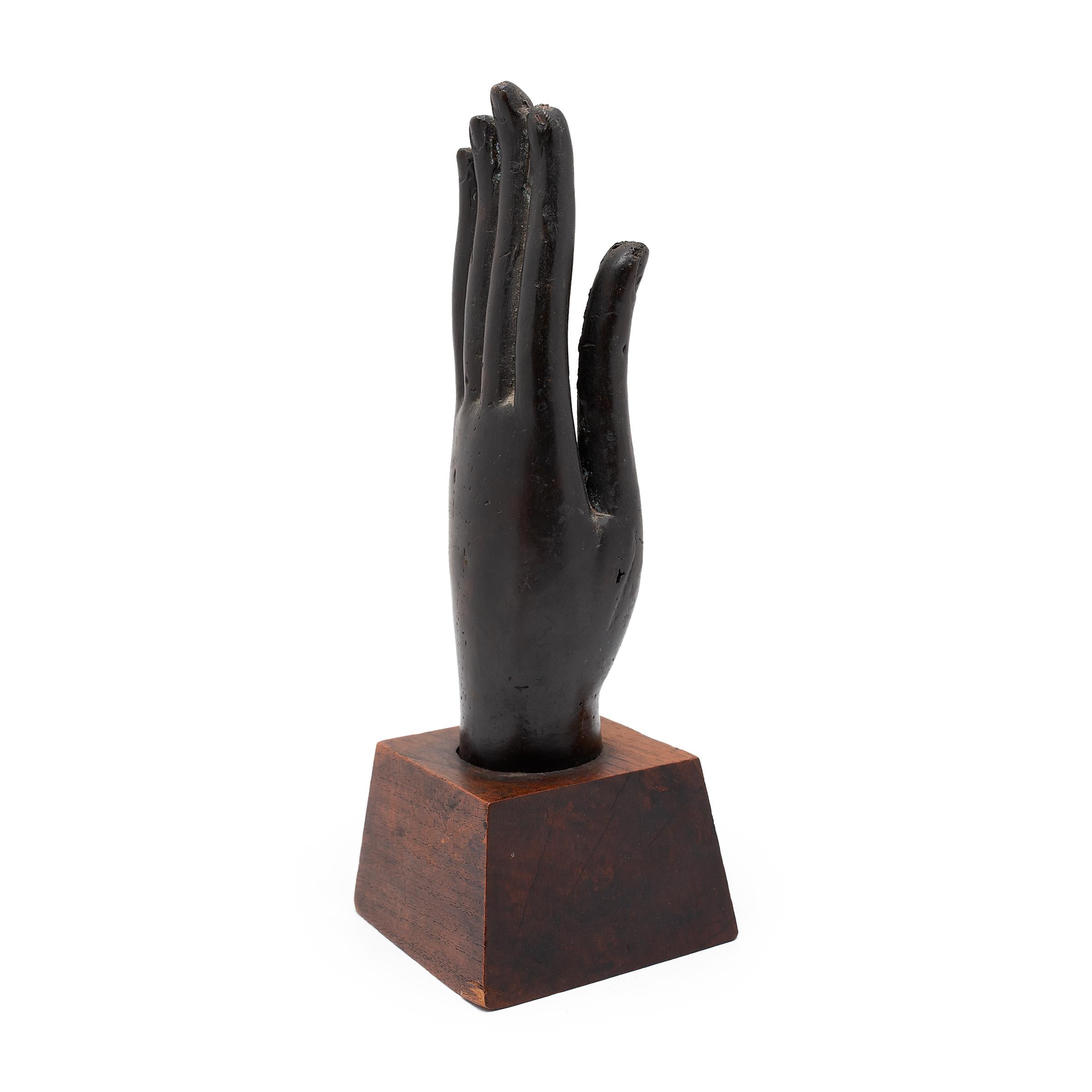 Minimalist Thai Bronze Buddha's Hand, c. 1850 For Sale