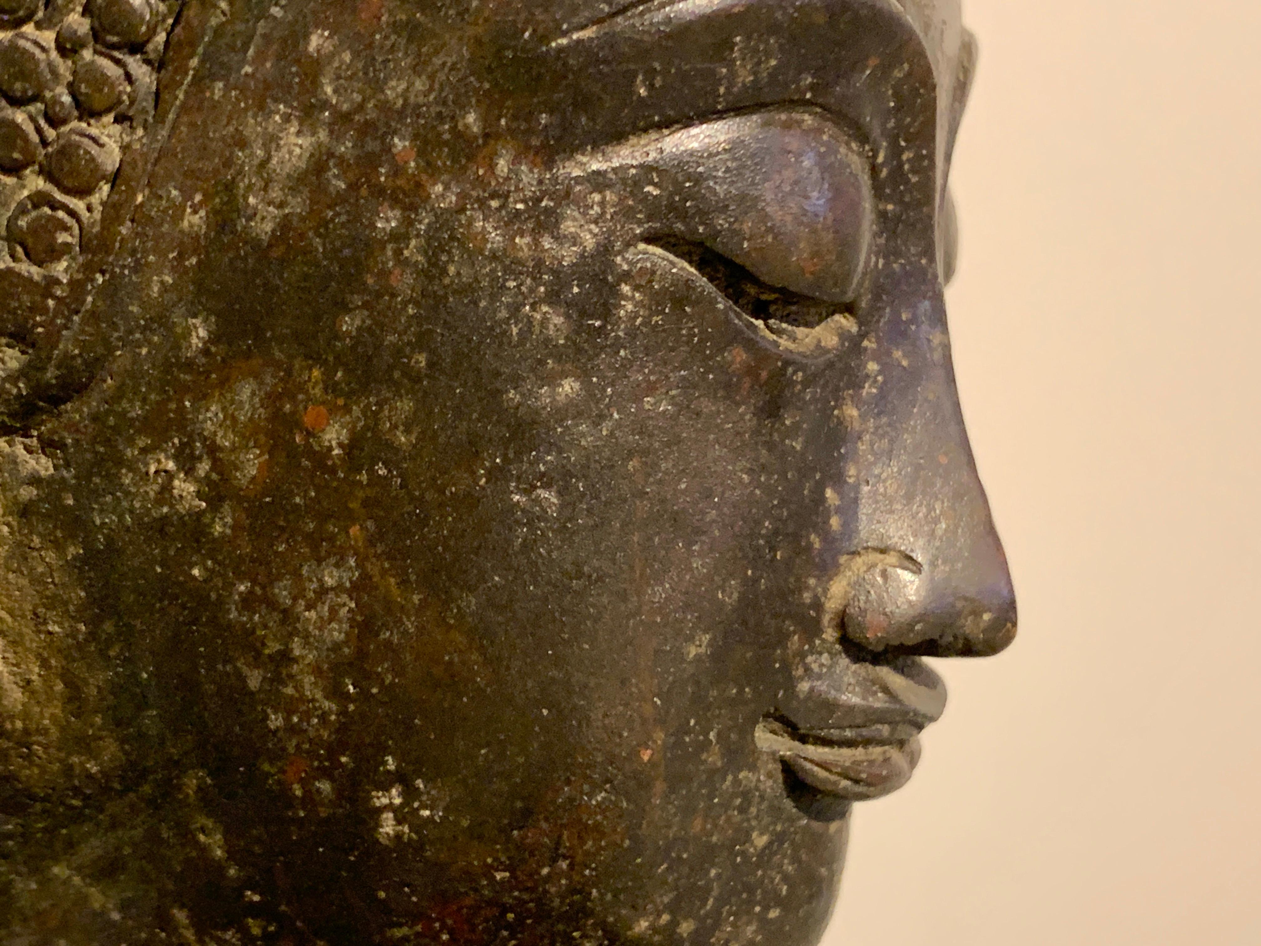Thai Bronze Crowned Buddha Head, Ayutthaya Period, 17th C, Thailand 11