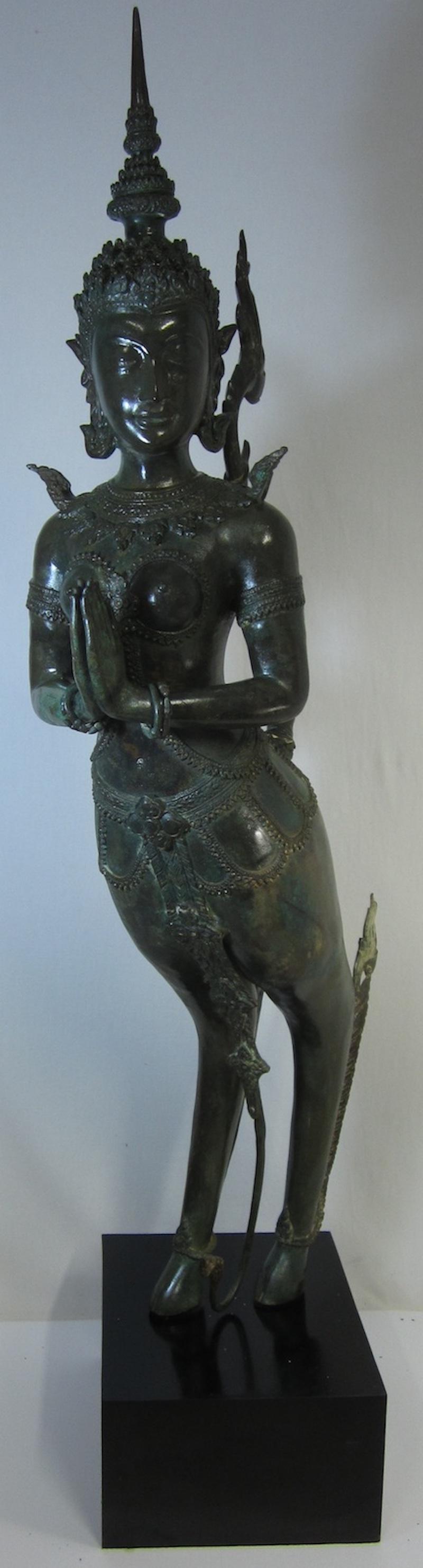 Cast Thai Bronze Figure of a Kinnari For Sale