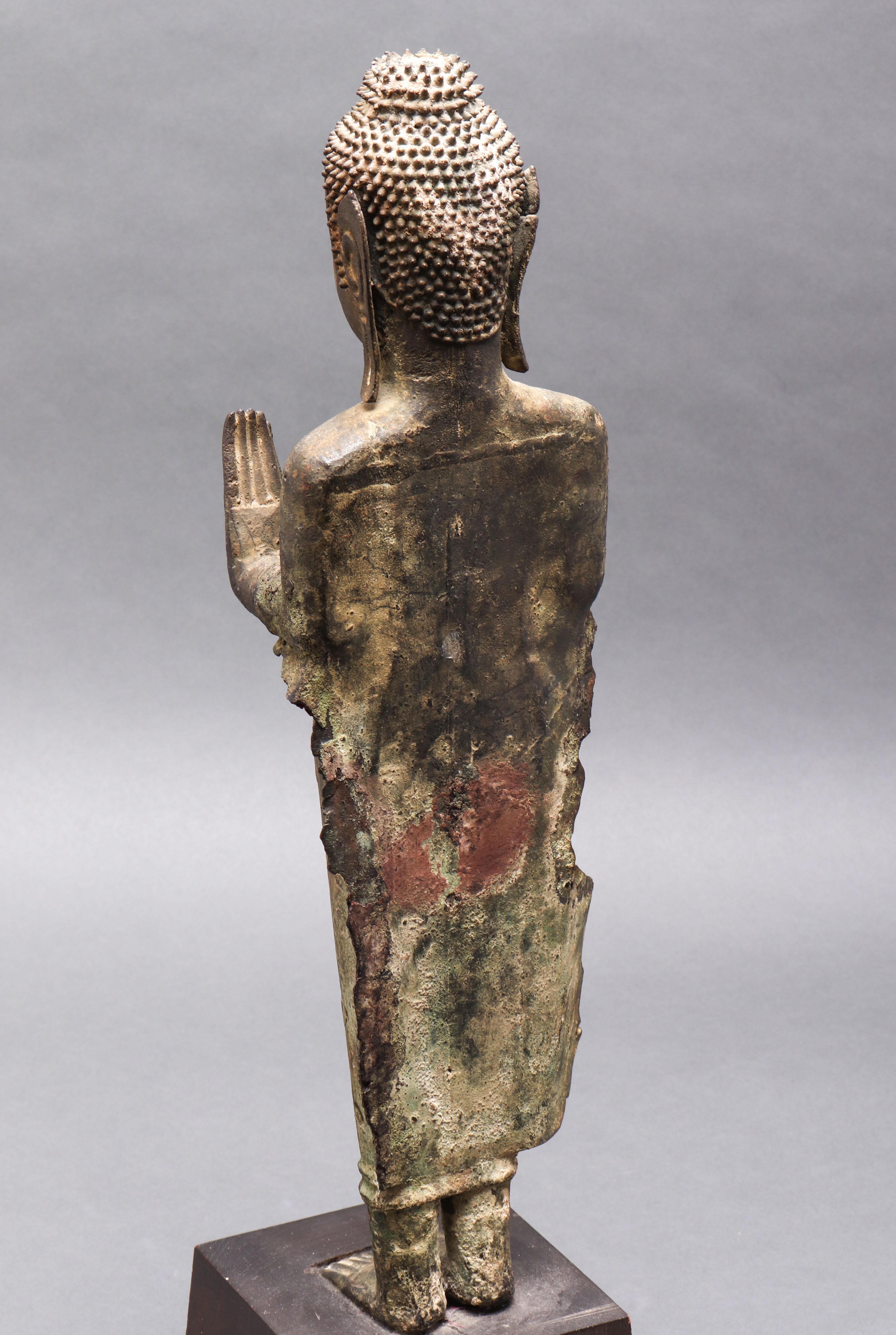 18th Century and Earlier Thai Bronze Gautama Buddha Figure in Abhaya Mudra