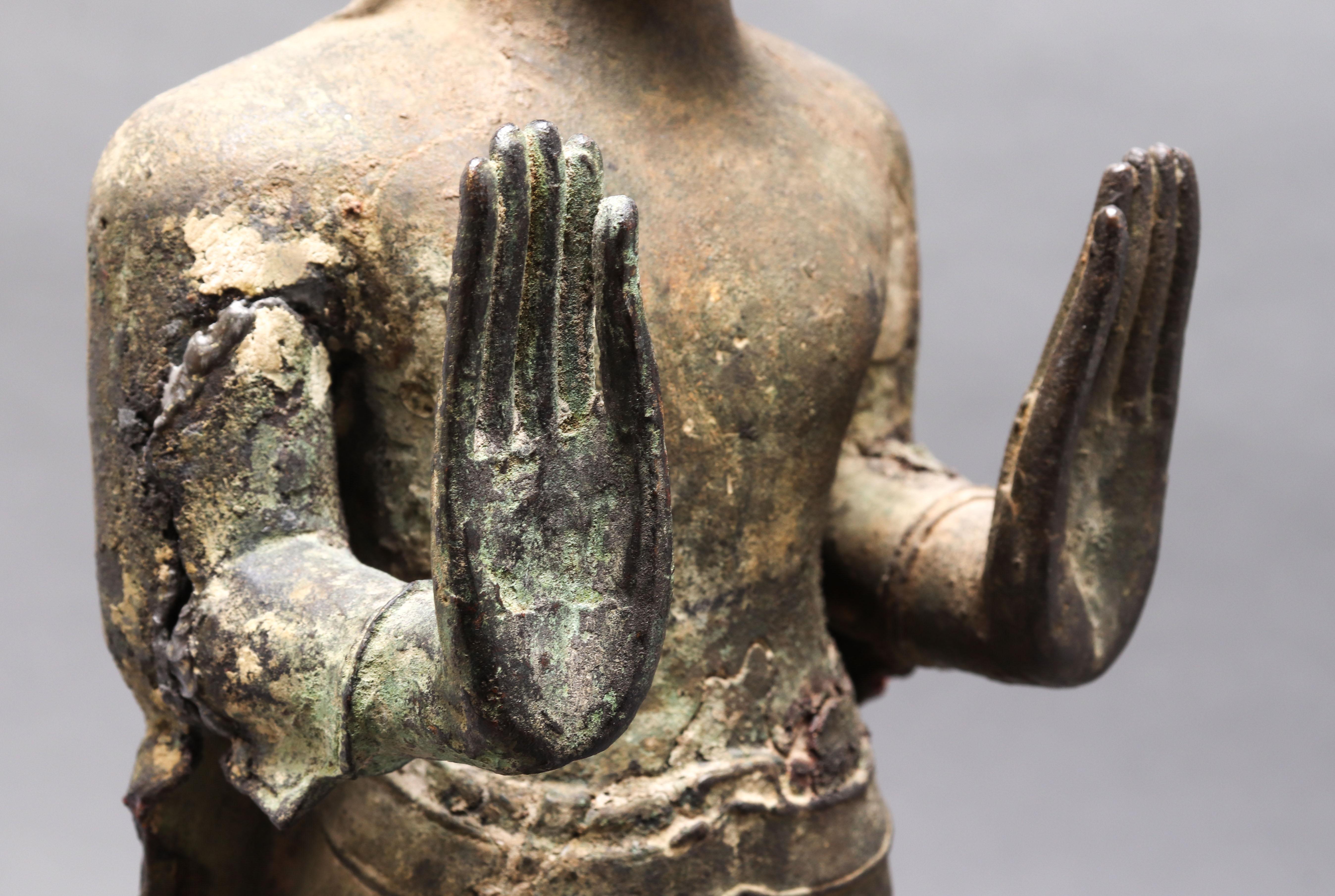 Thai Bronze Gautama Buddha Figure in Abhaya Mudra 3
