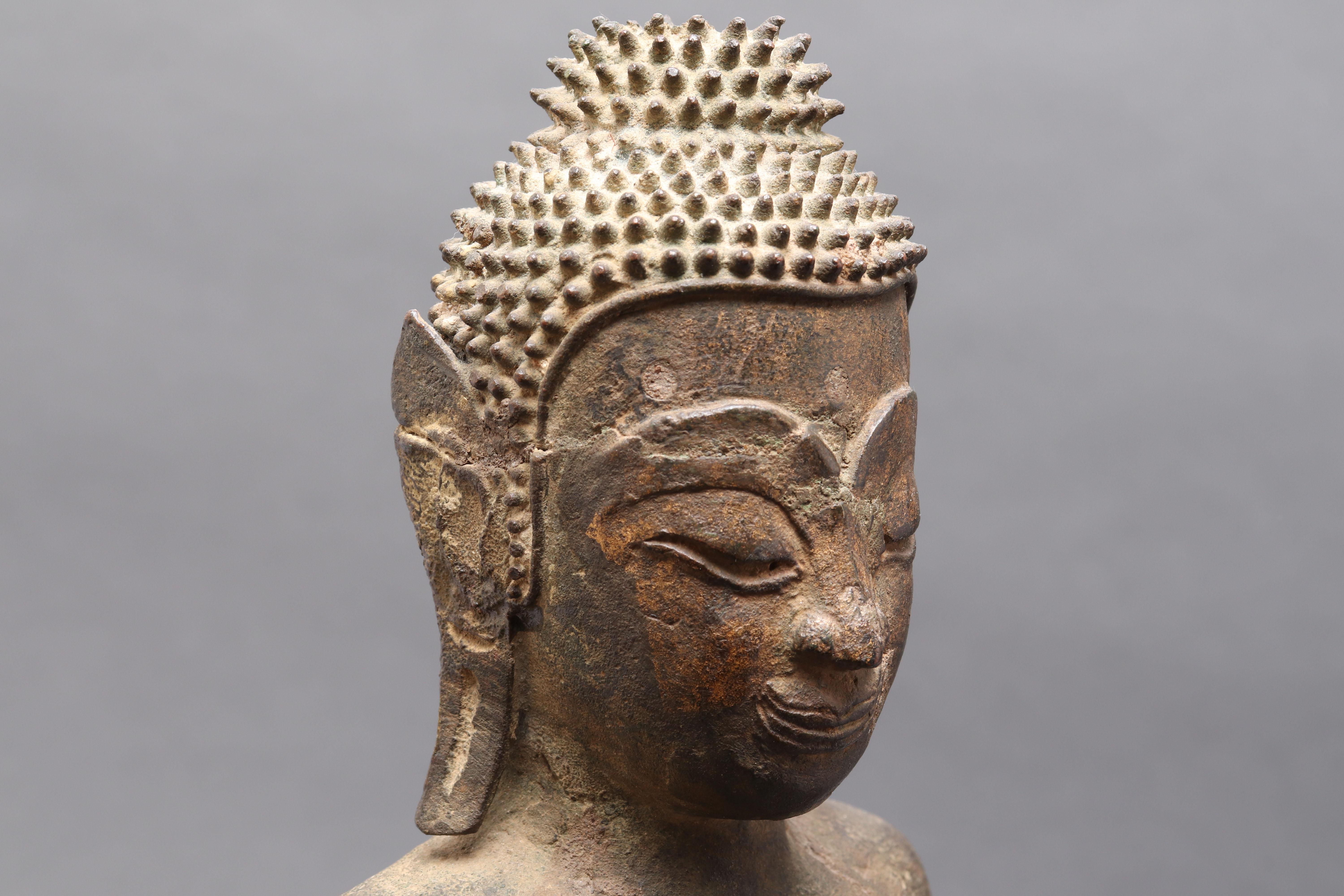 Thai Bronze Gautama Buddha Figure in Abhaya Mudra 4