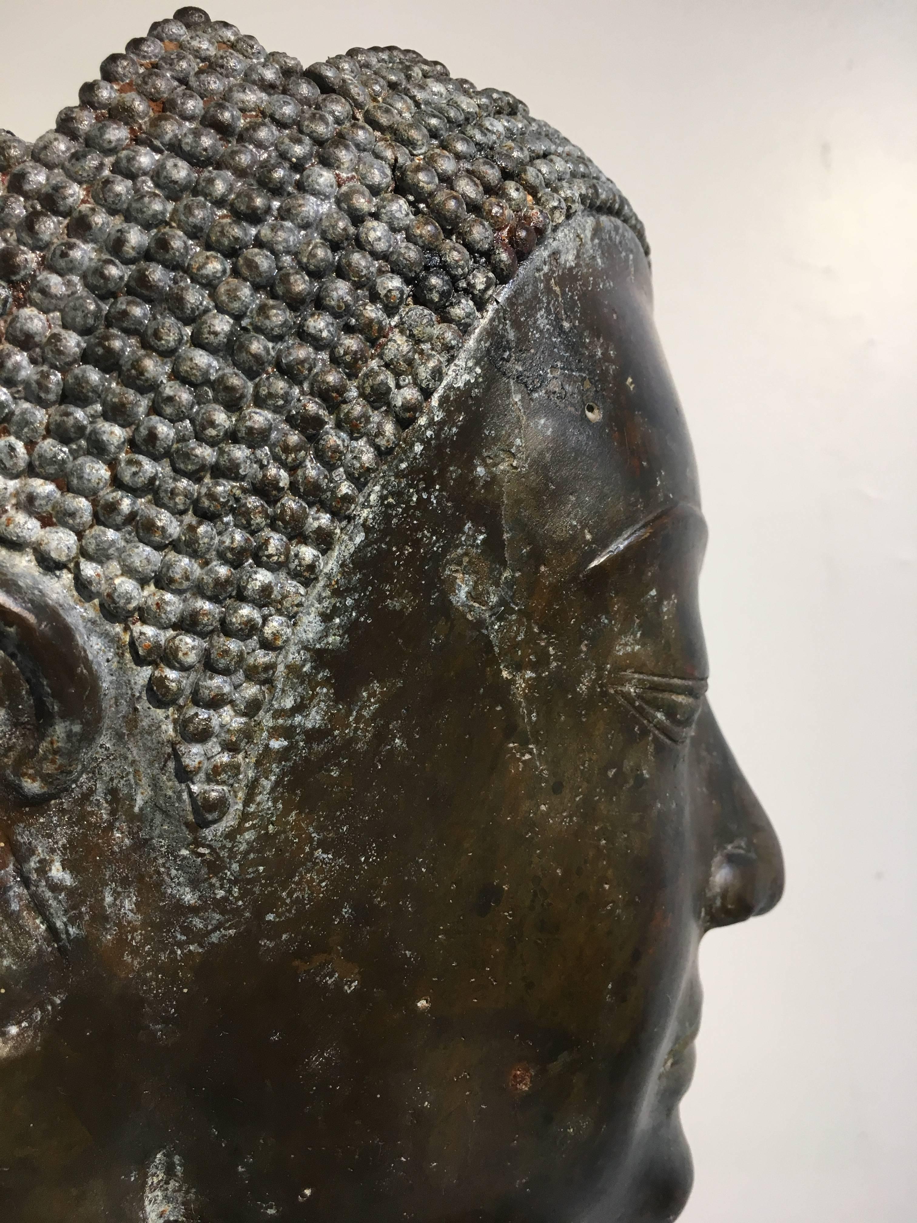 Thai Bronze Head of the Buddha, Ayutthaya U-Thong Style, 14th-15th Century 10