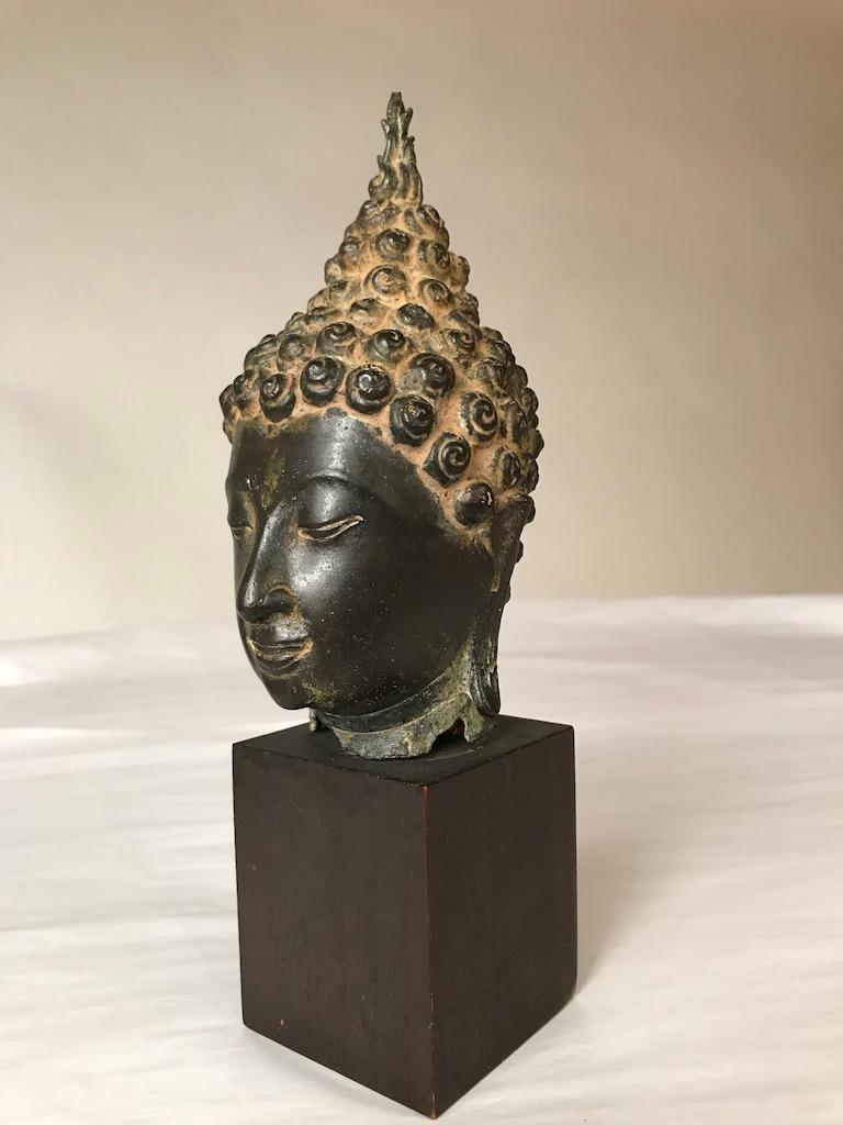 Cast 17th Century Thai Bronze Head of the Buddha