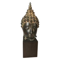 Tête de Bouddha en bronze thaïlandais du 17e siècle