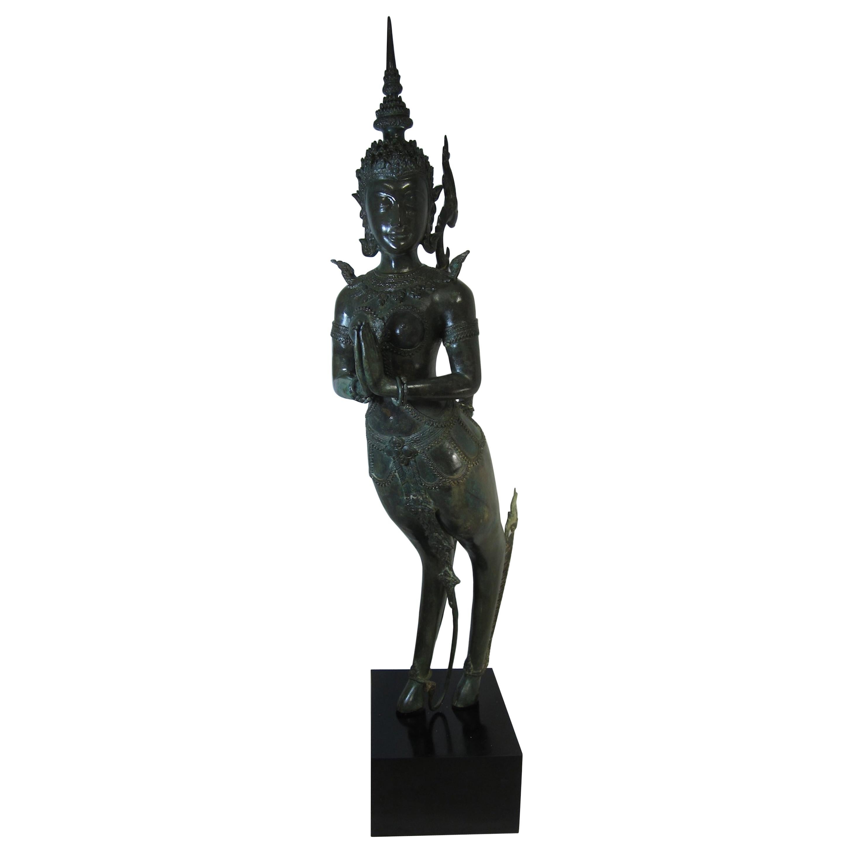 Thai Bronze Kinnari Statue For Sale