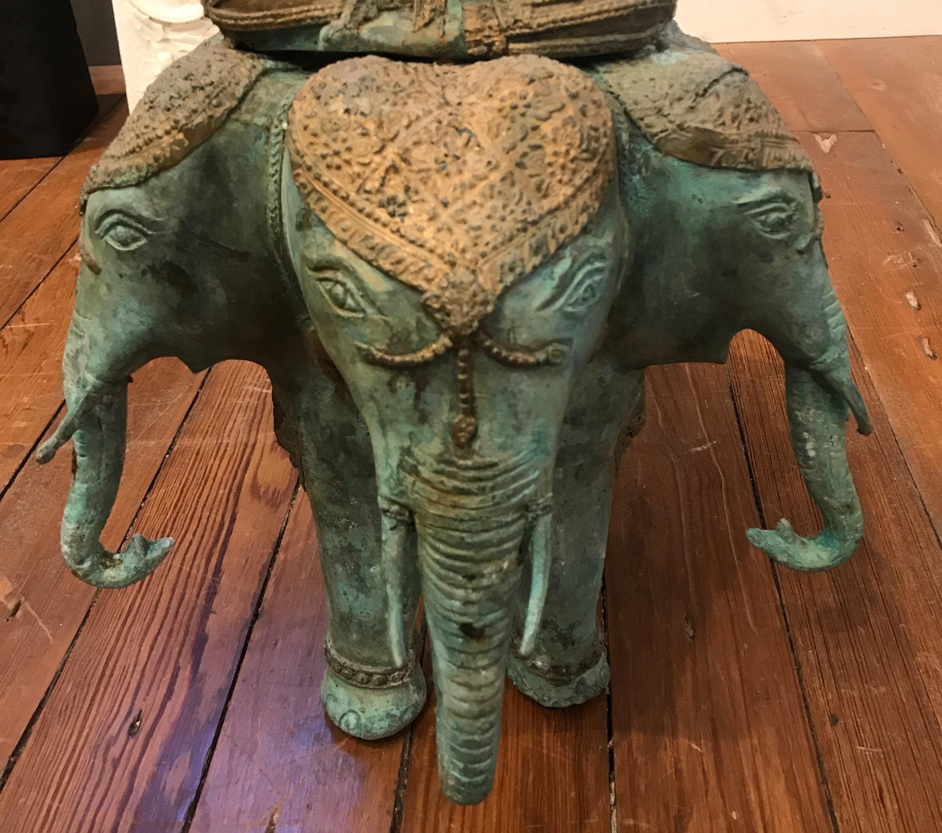 Thai Bronze Mythical Elephant with Buddha 1
