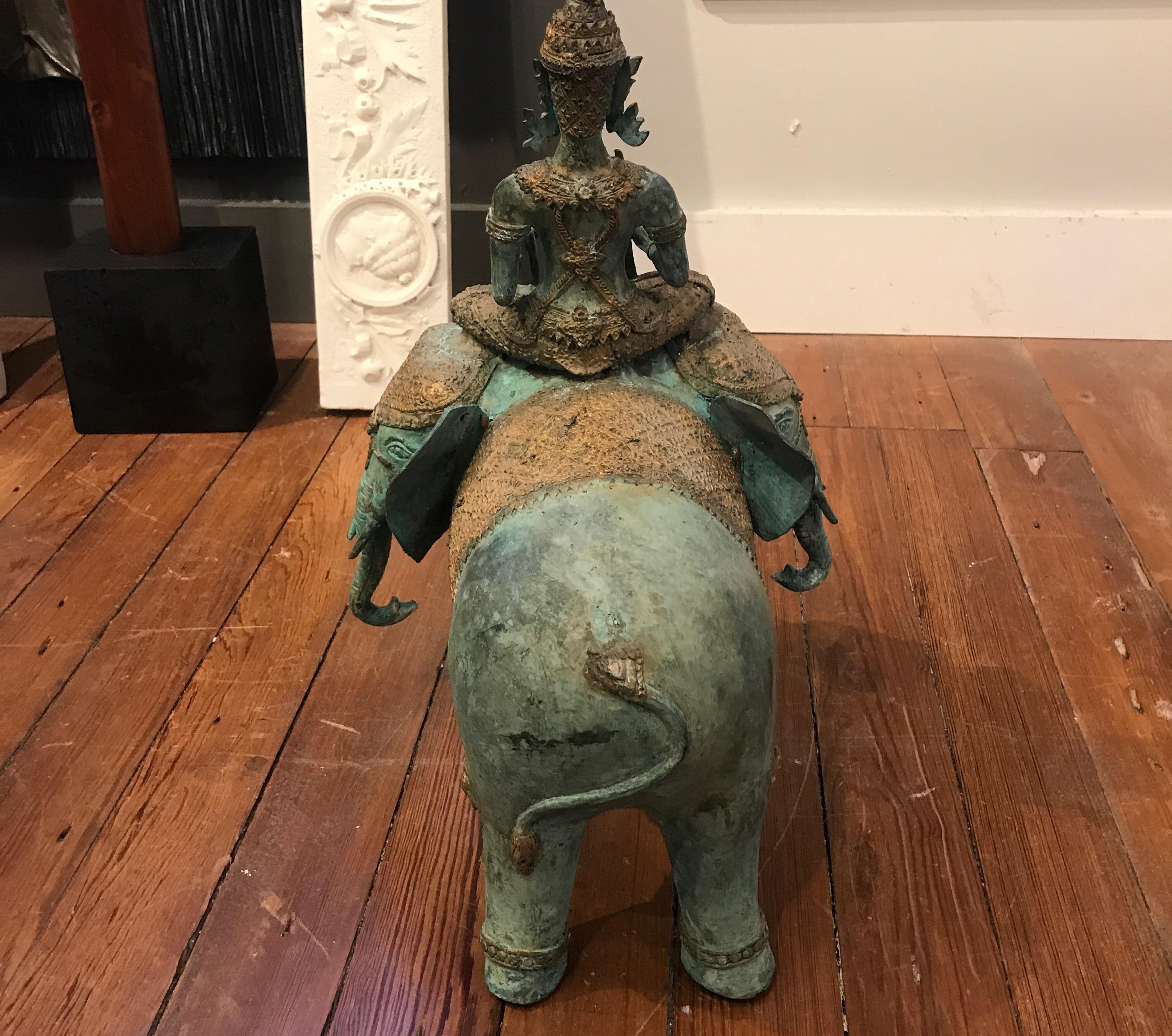 Thai Bronze Mythical Elephant with Buddha 3