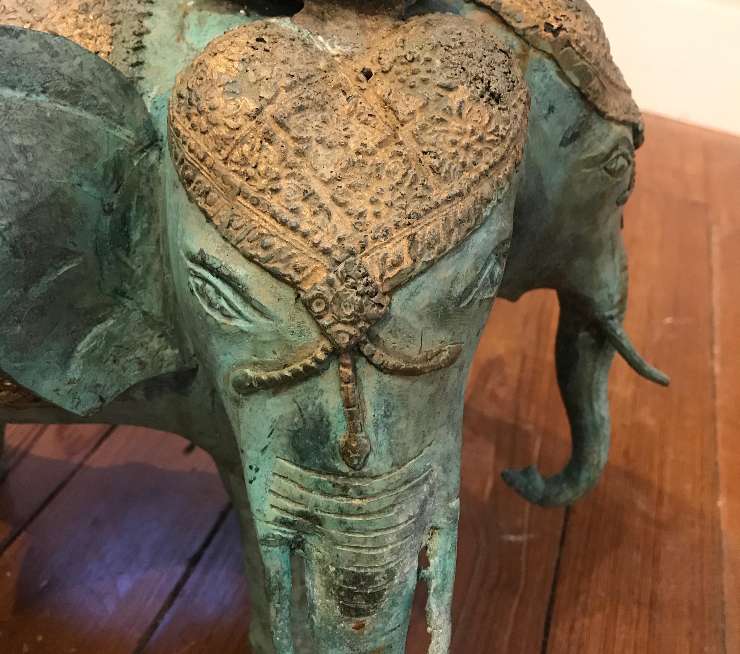 Thai Bronze Mythical Elephant with Buddha 5