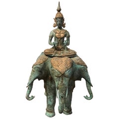 Thai Bronze Mythical Elephant with Buddha