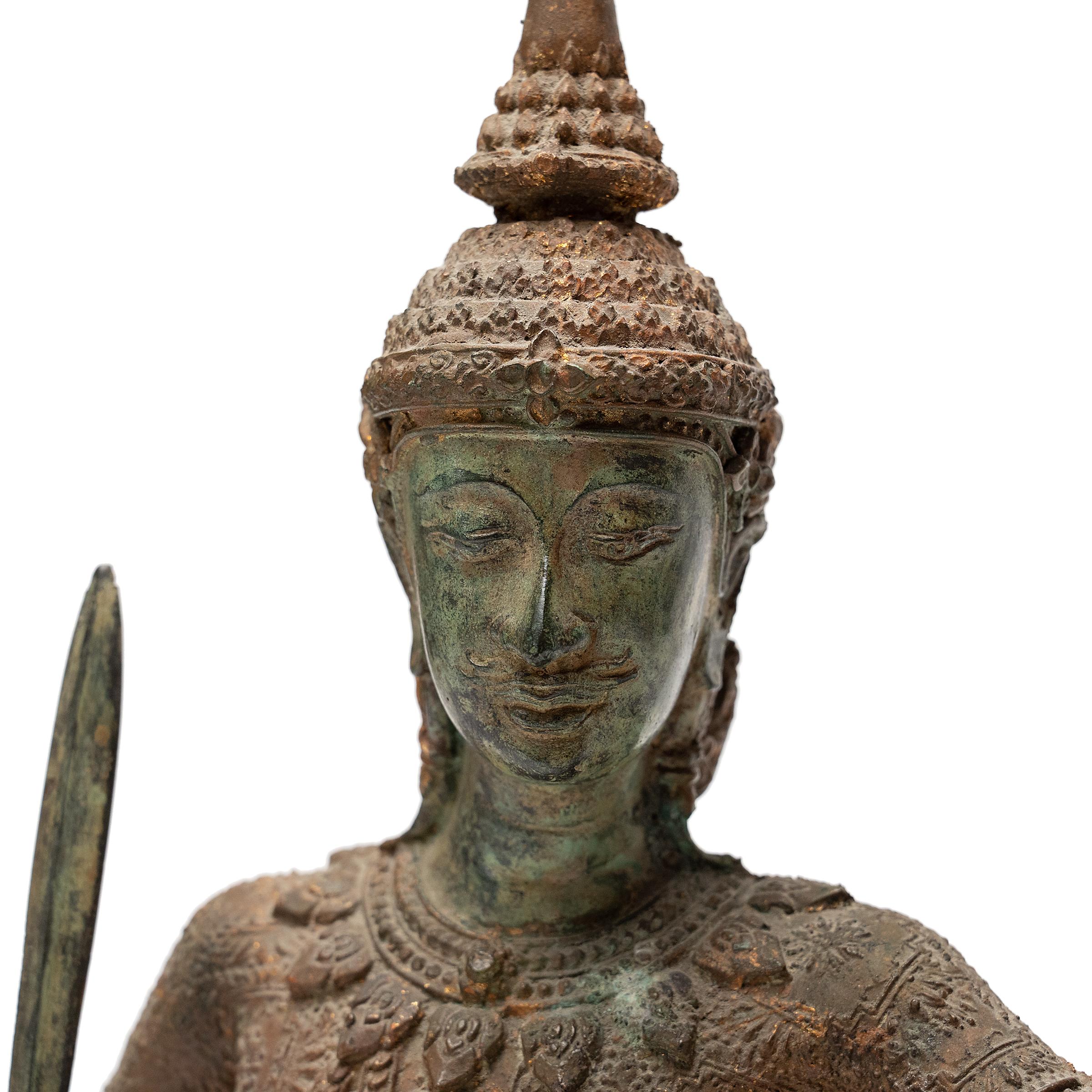 Thaïlandais Figurine de guerrier thaïlandais en bronze en vente