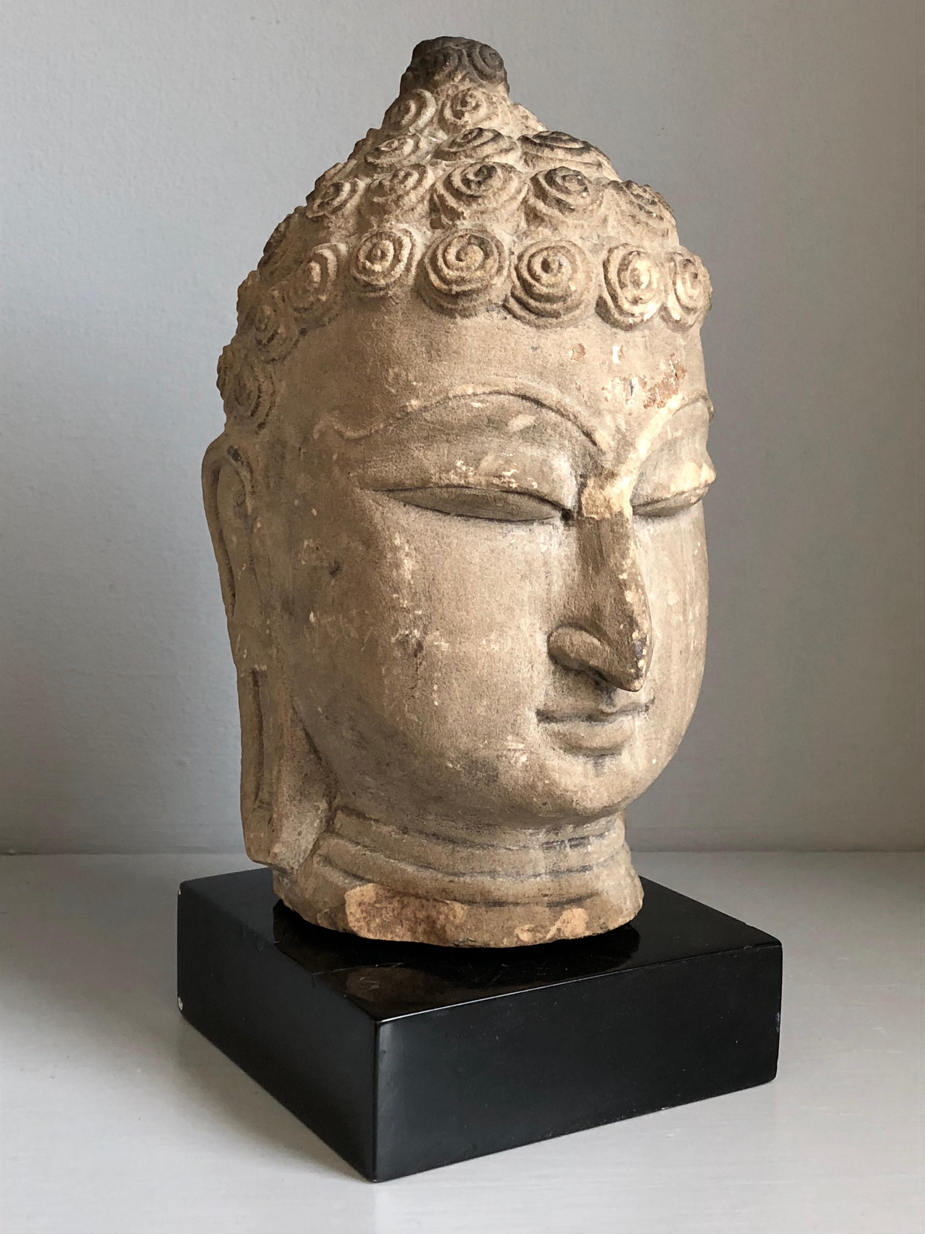 Archaistic Thai Buddha Head, Ayutthaya Period