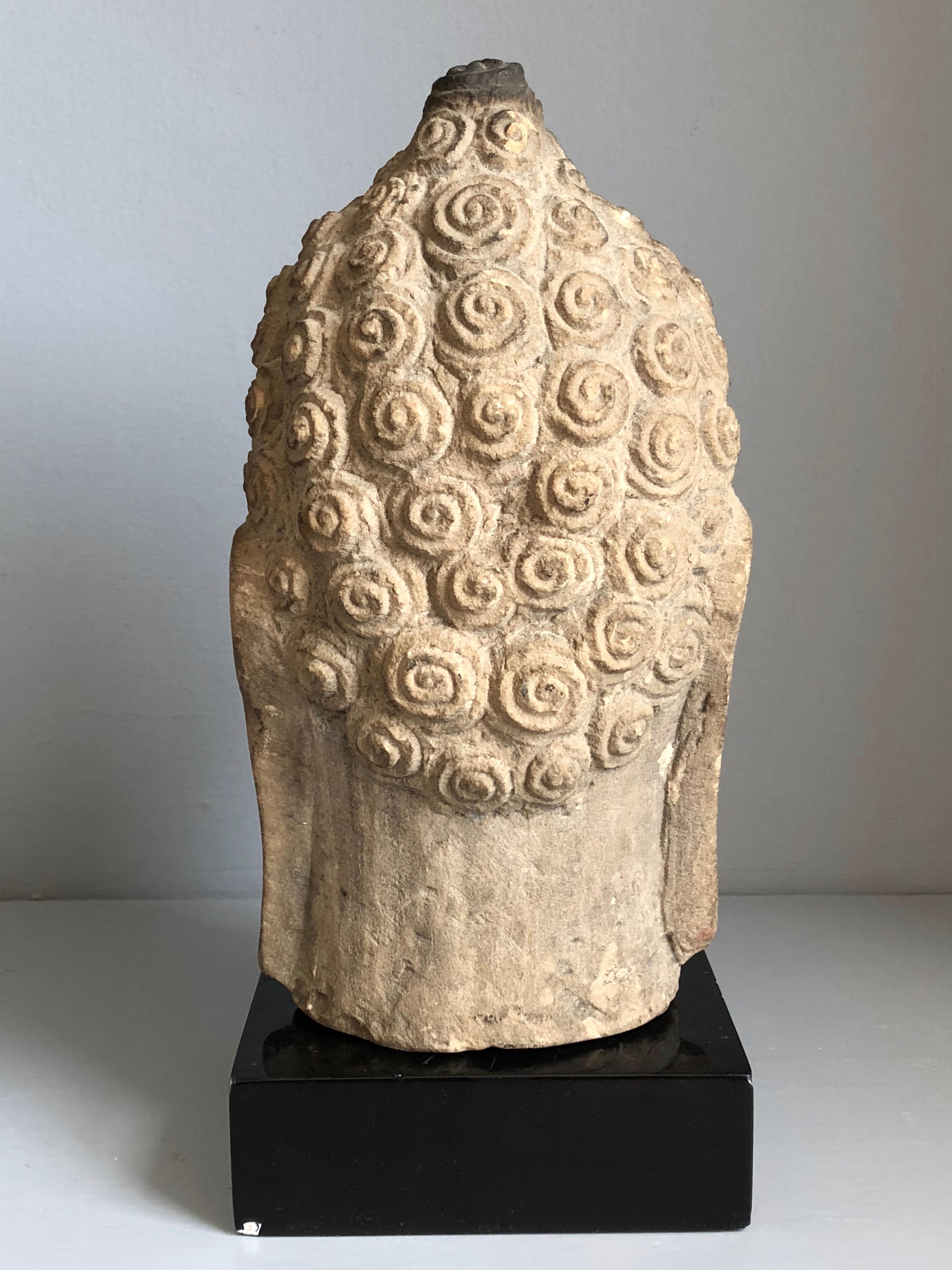 Hand-Carved Thai Buddha Head, Ayutthaya Period