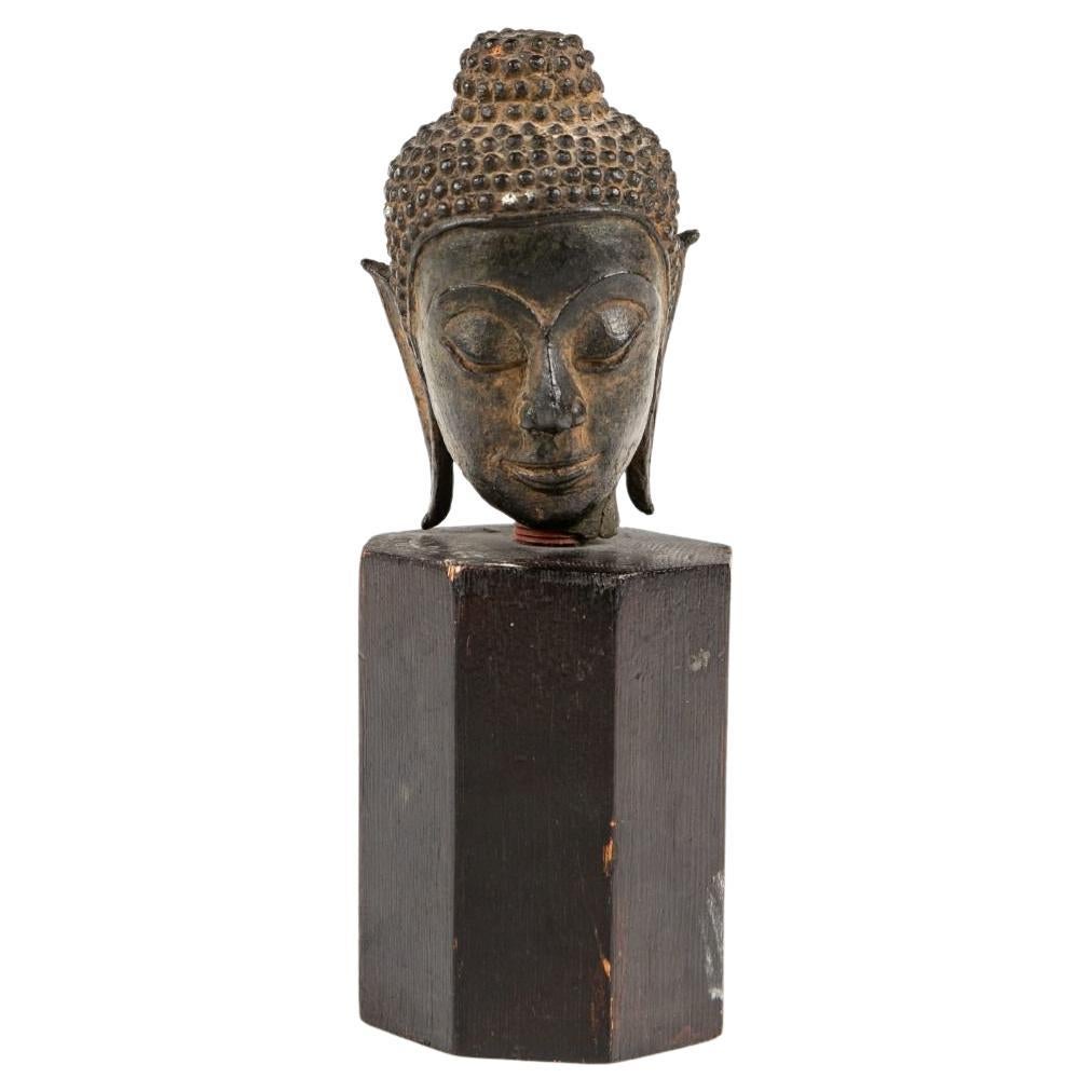 Thai Buddha Head in Bronze, 17th-18th Century