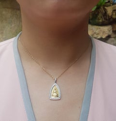 Thai Buddha Pendant with Diamond set in 14K Yellow/White Gold Settings
