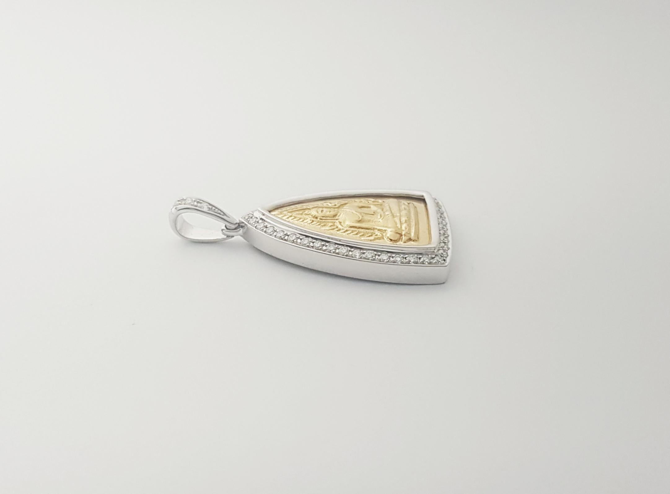 Pendentif bouddha thaïlandais serti de diamants en or jaune/blanc 14K Neuf - En vente à Bangkok, TH