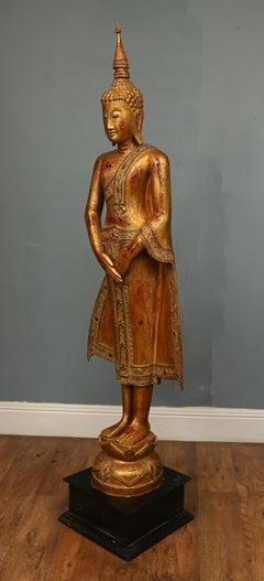 Thai Buddha Statue Standing Carved Buddhist Art