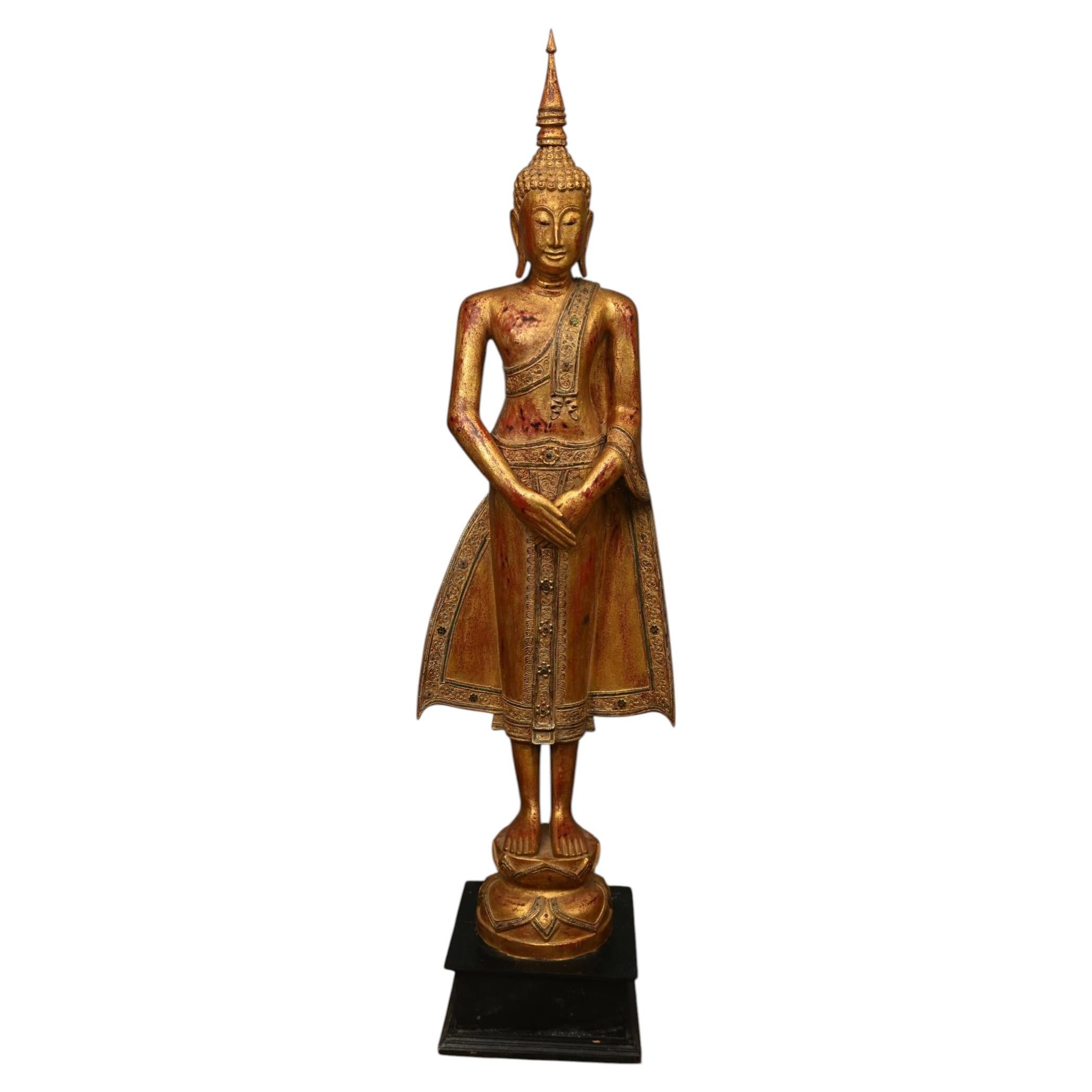 Thai Buddha Statue Standing Carved Buddhist Art For Sale