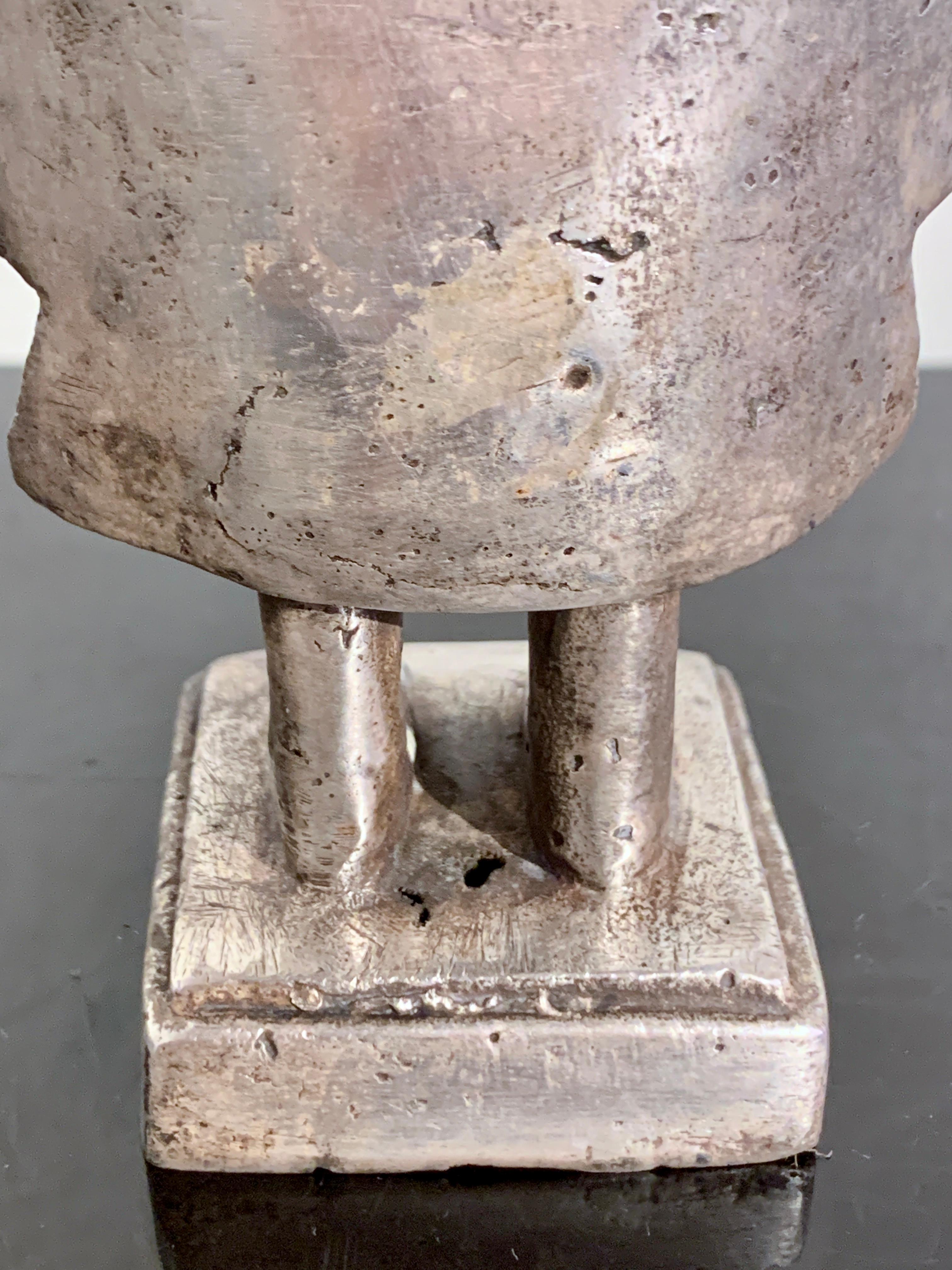 Thai Cast Silver Alloy Standing Buddha, Mid 20th Century, Thailand For Sale 11