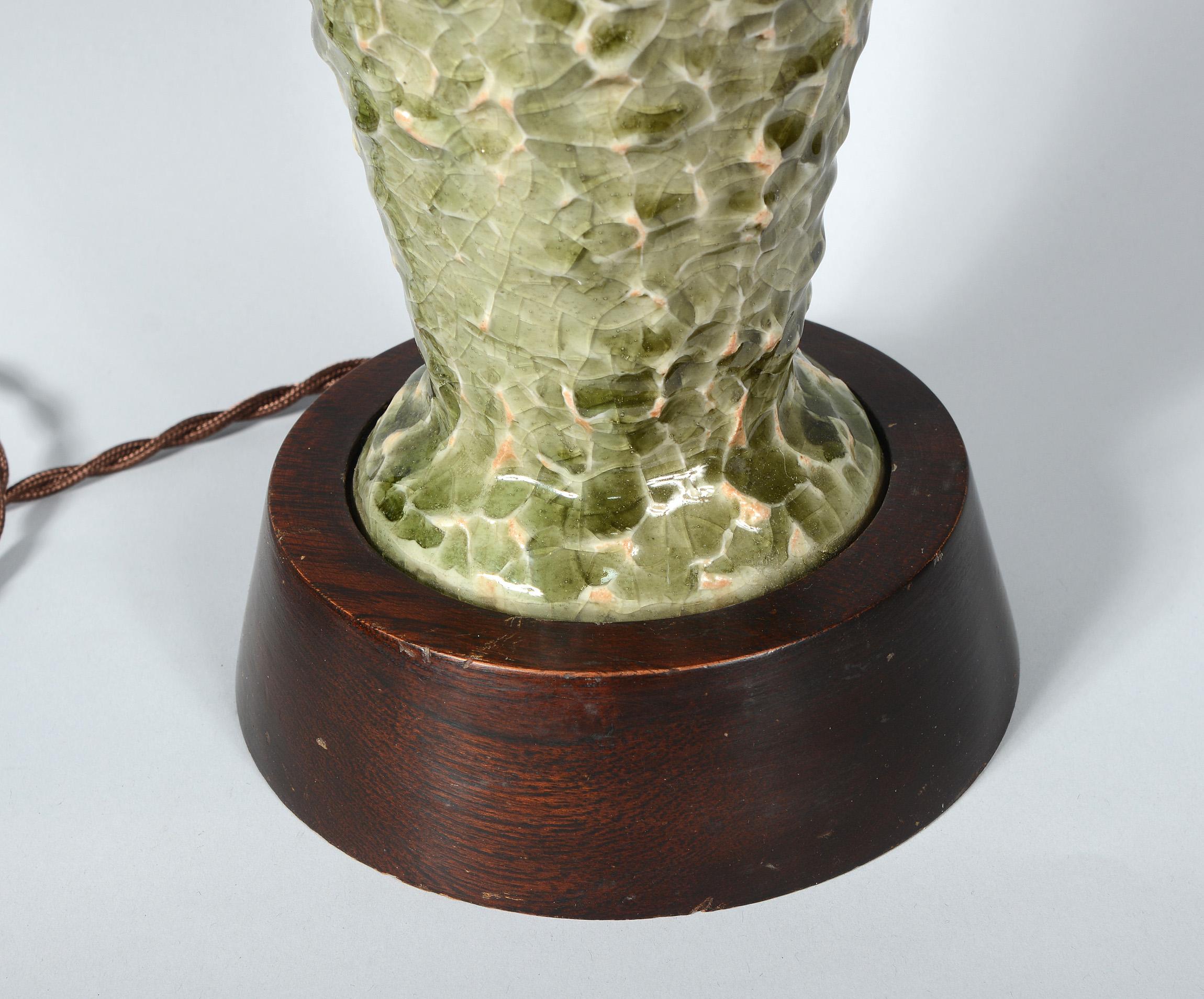 Mid-20th Century Thai Celadon Table Lamp with Textured Surface For Sale