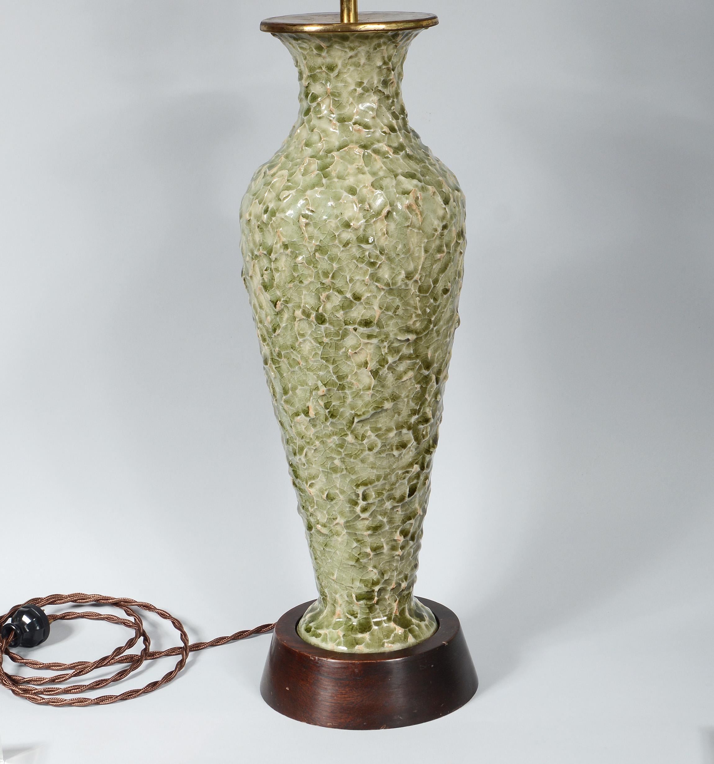 Thai Celadon Table Lamp with Textured Surface For Sale 1