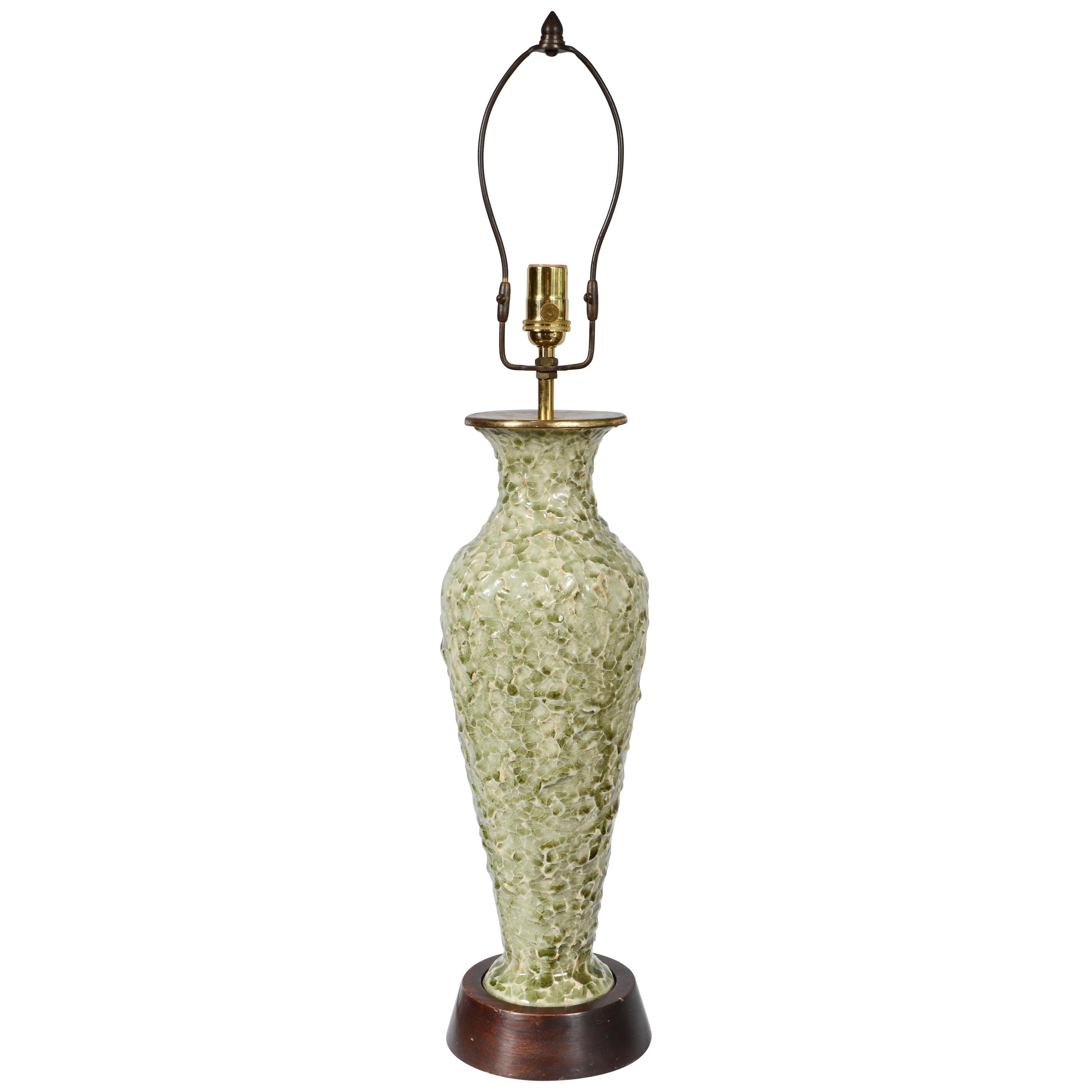 Thai Celadon Table Lamp with Textured Surface For Sale