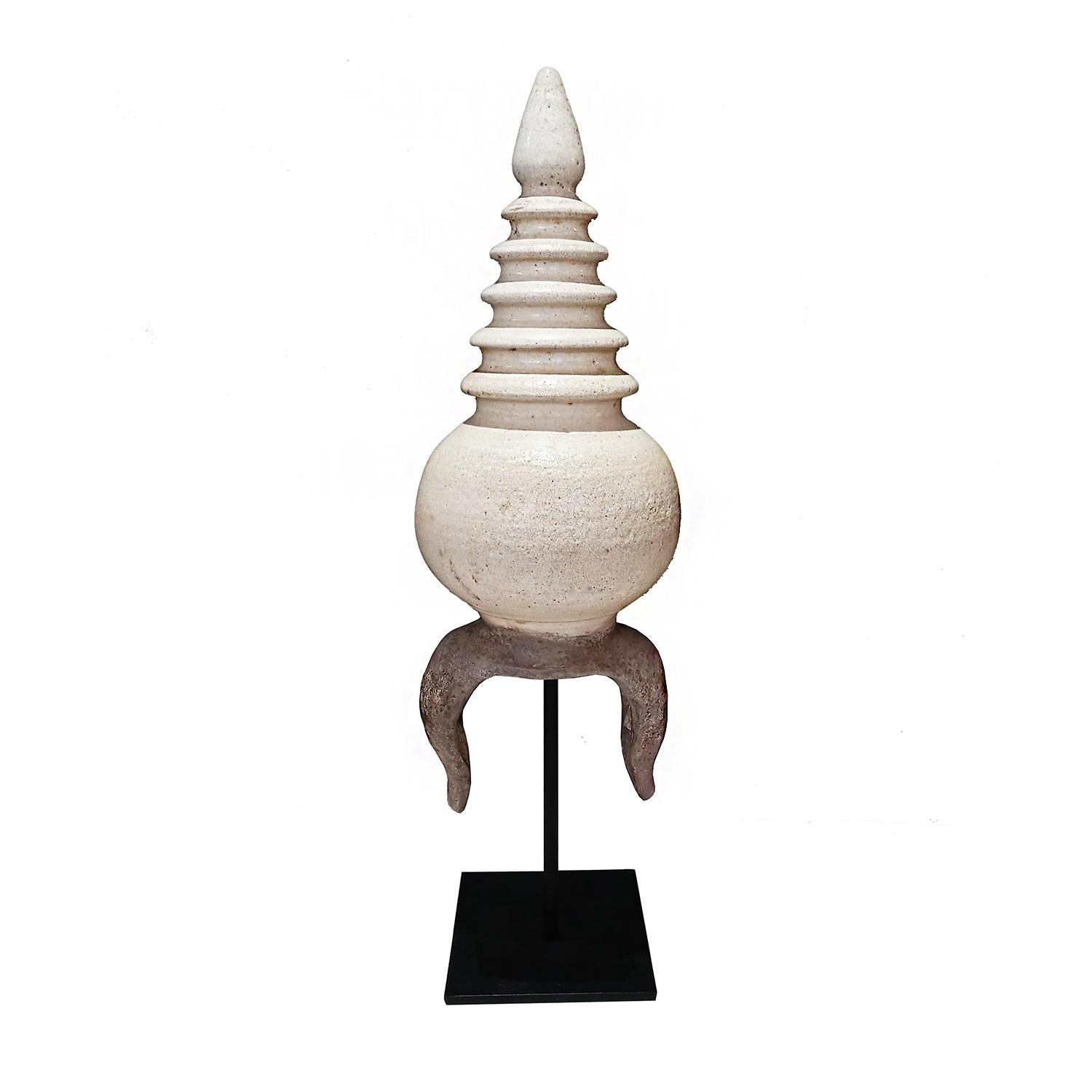 Thai Ceramic Stupa Architectural Details, on Stand For Sale 1
