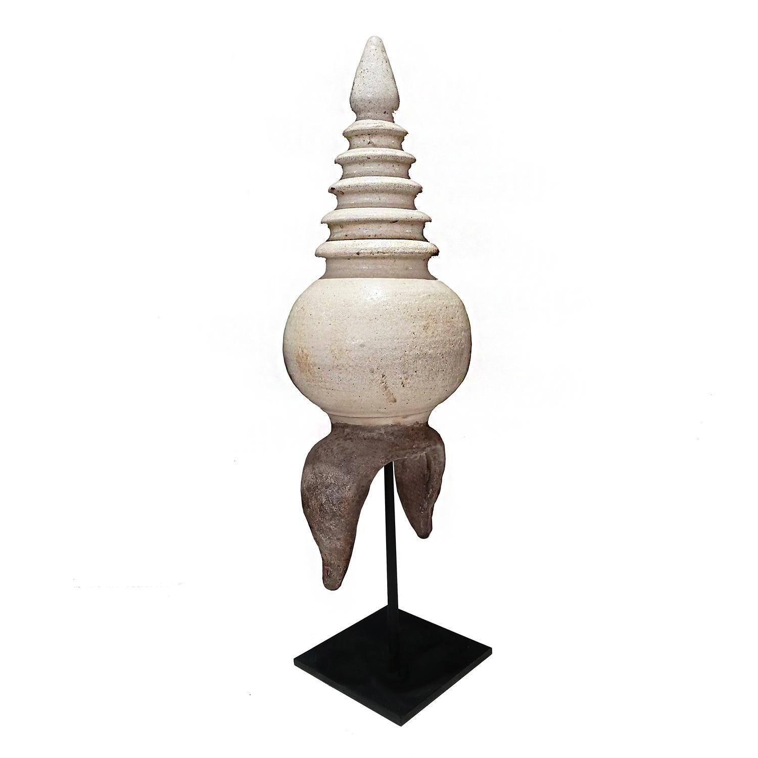 Thai Ceramic Stupa Architectural Details, on Stand For Sale 3