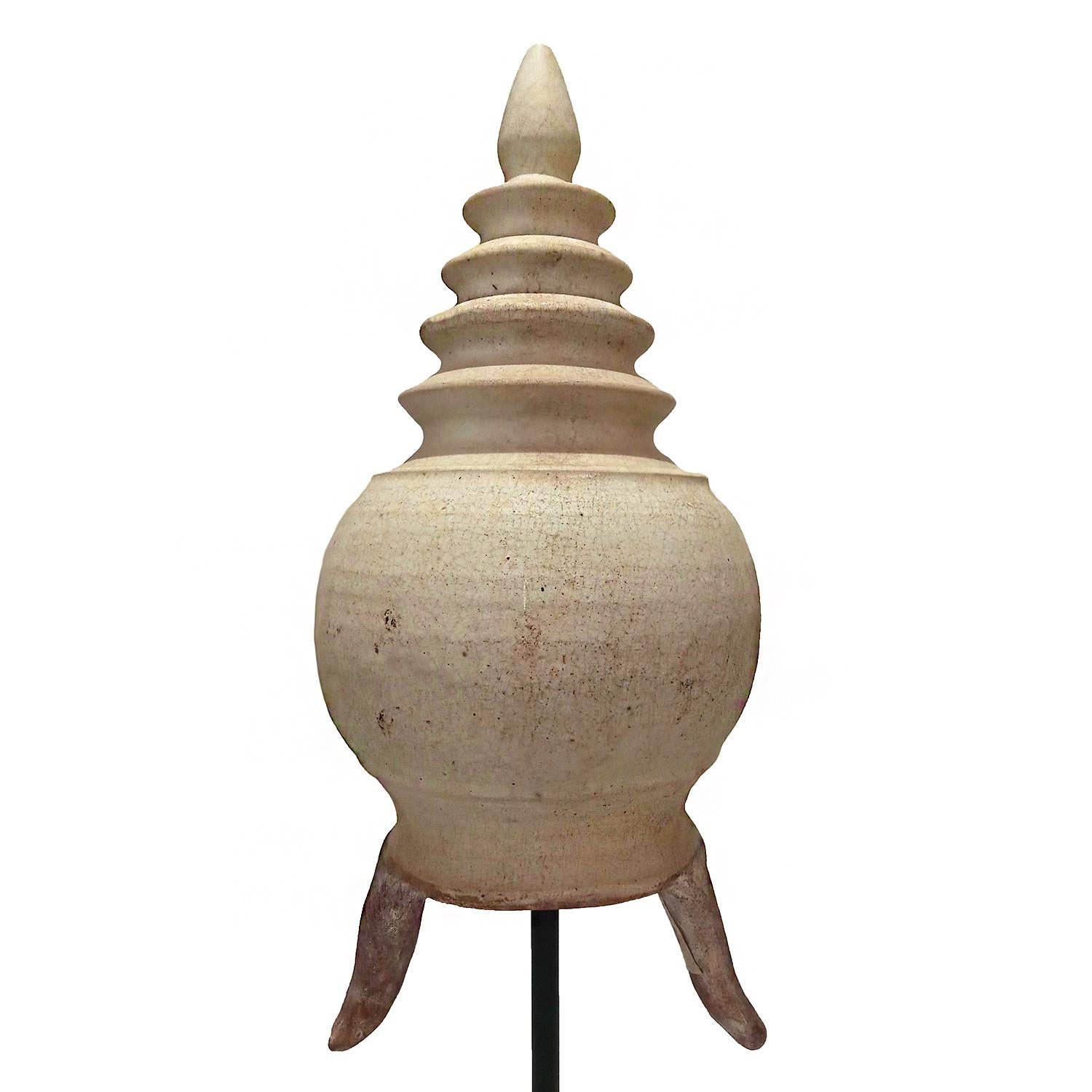 Thai Ceramic Stupa, on Stand For Sale 2