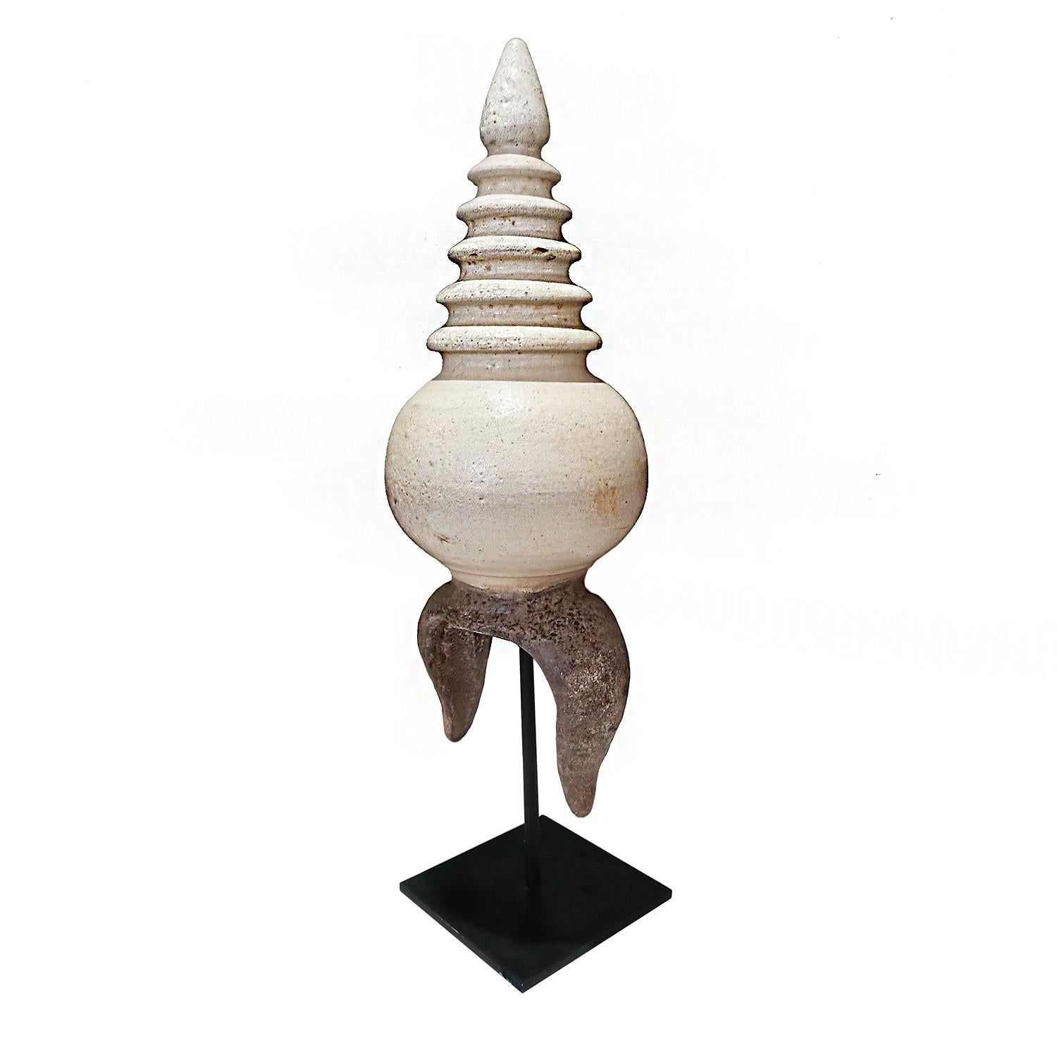 Thai Ceramic Stupa Architectural Details, on Stand For Sale 4