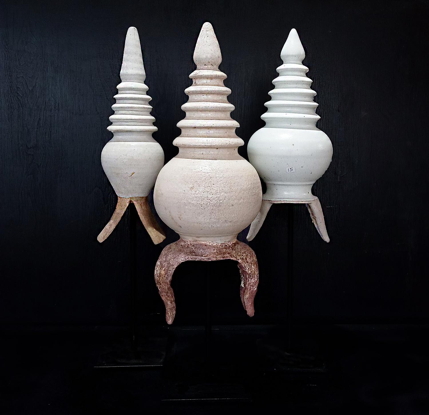 Thai Ceramic Stupa Architectural Details, on Stand For Sale 7