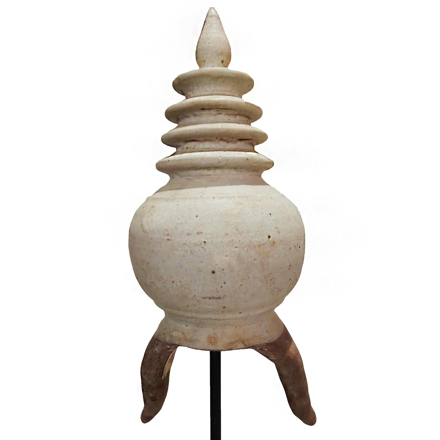 Glazed Thai Ceramic Stupa, on Stand For Sale