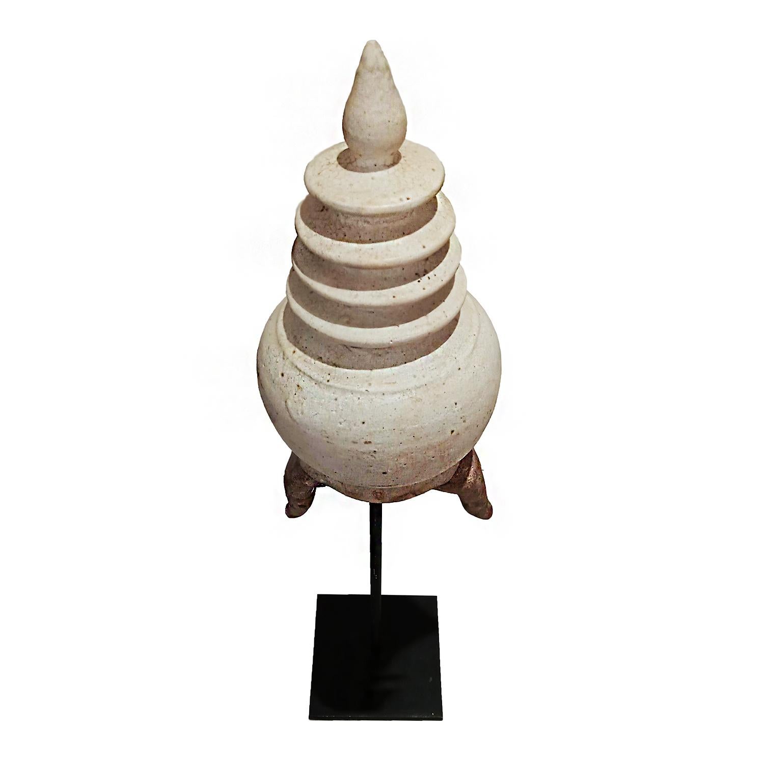 Glazed Thai Ceramic Stupa, on Stand For Sale