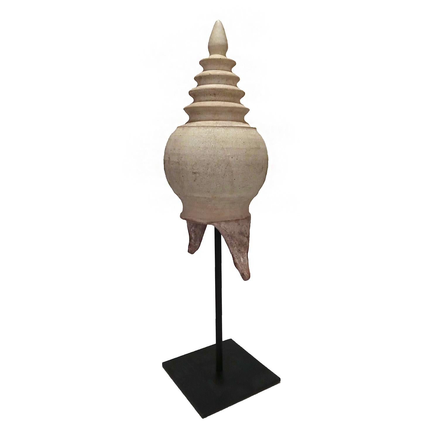 Late 20th Century Thai Ceramic Stupa, on Stand For Sale