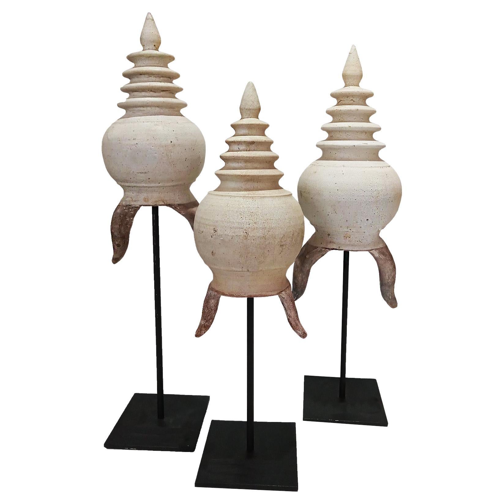 Thai Ceramic Stupa, on Stand For Sale