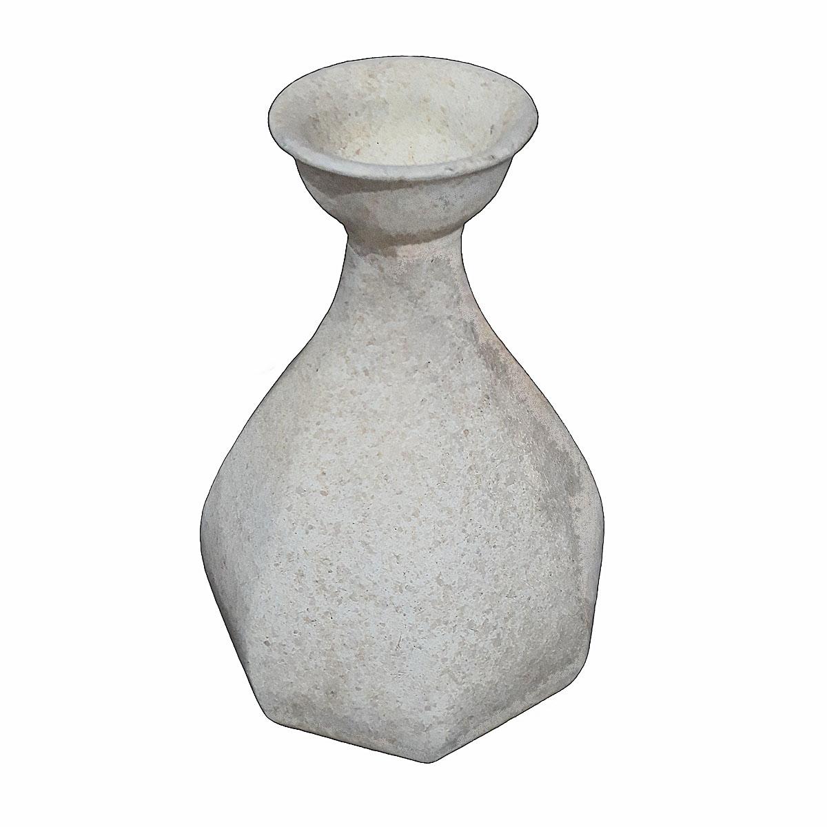 A white ceramic vase from Thailand, circa 1900. Rough glaze finish, narrow neck.