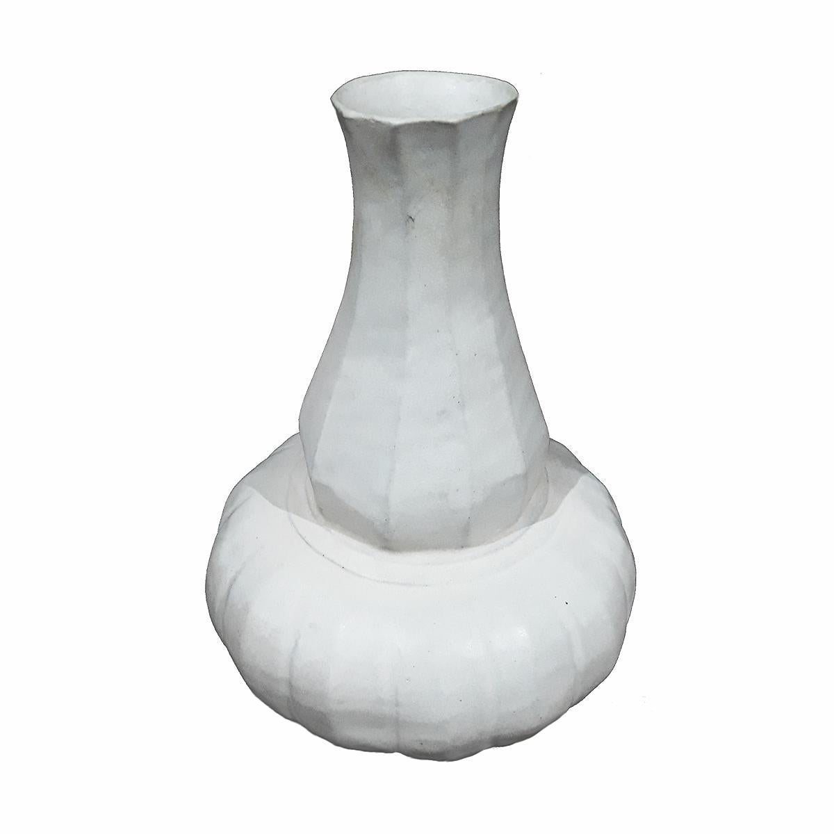 A white ceramic vase from Thailand, circa 1900. Gloss white finish, flower-shaped and tapered neck.