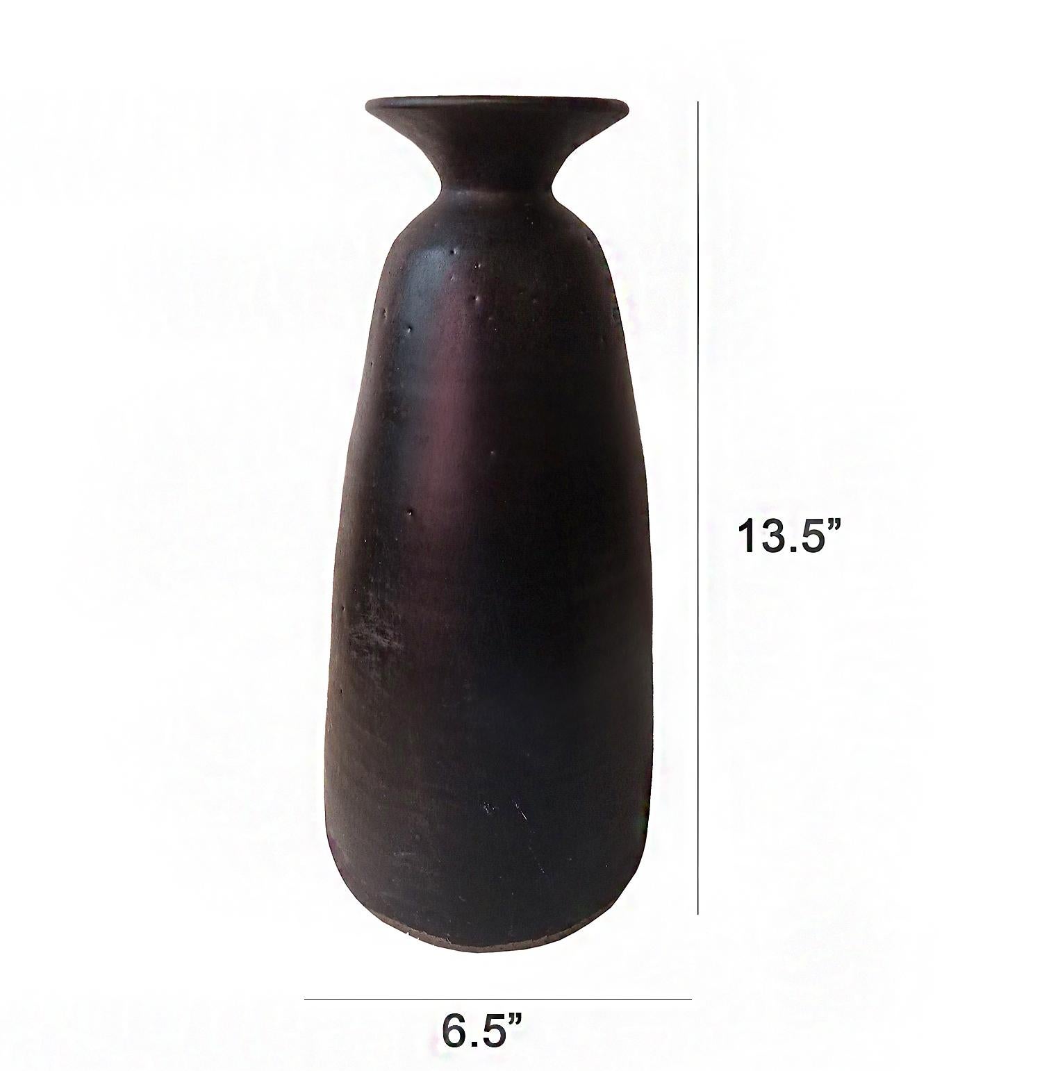 Thai Ceramic Vase in Dark Brown Glaze  For Sale 3