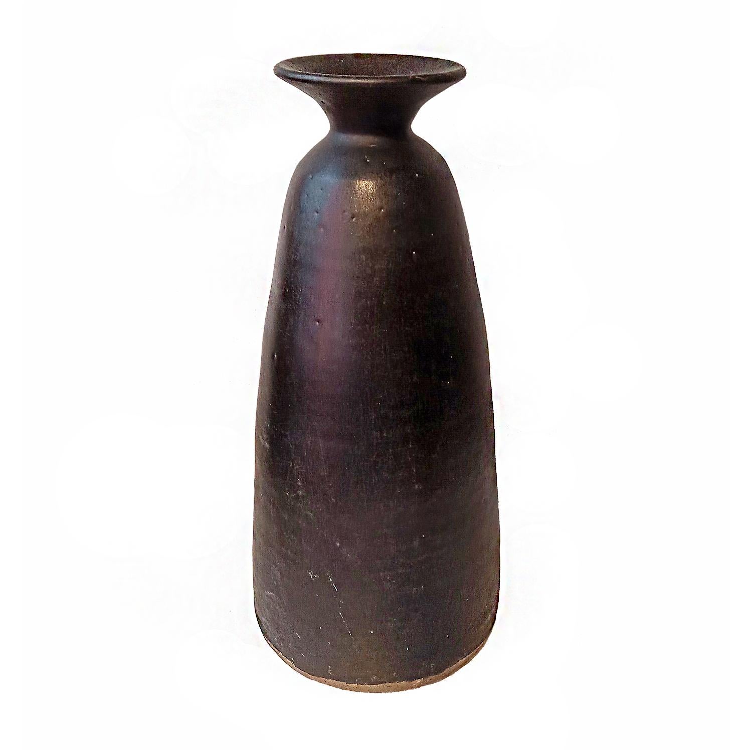 dark brown ceramic vase