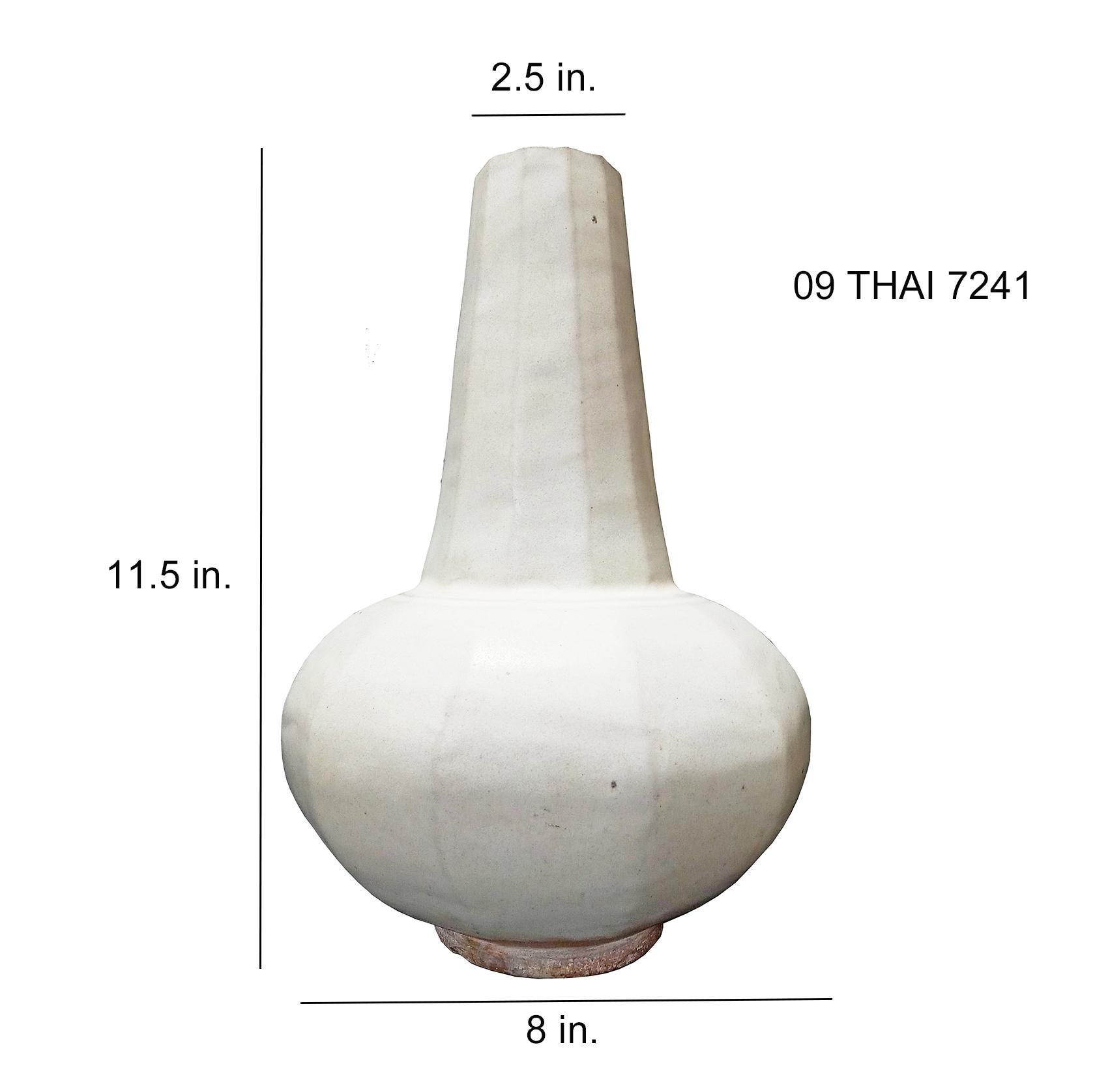 Thai Ceramic Vase with White Glaze, Contemporary For Sale 4