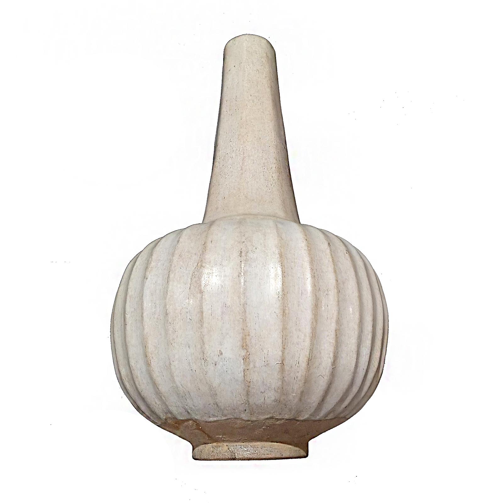Contemporary Thai Ceramic Vase with Beige Glaze For Sale